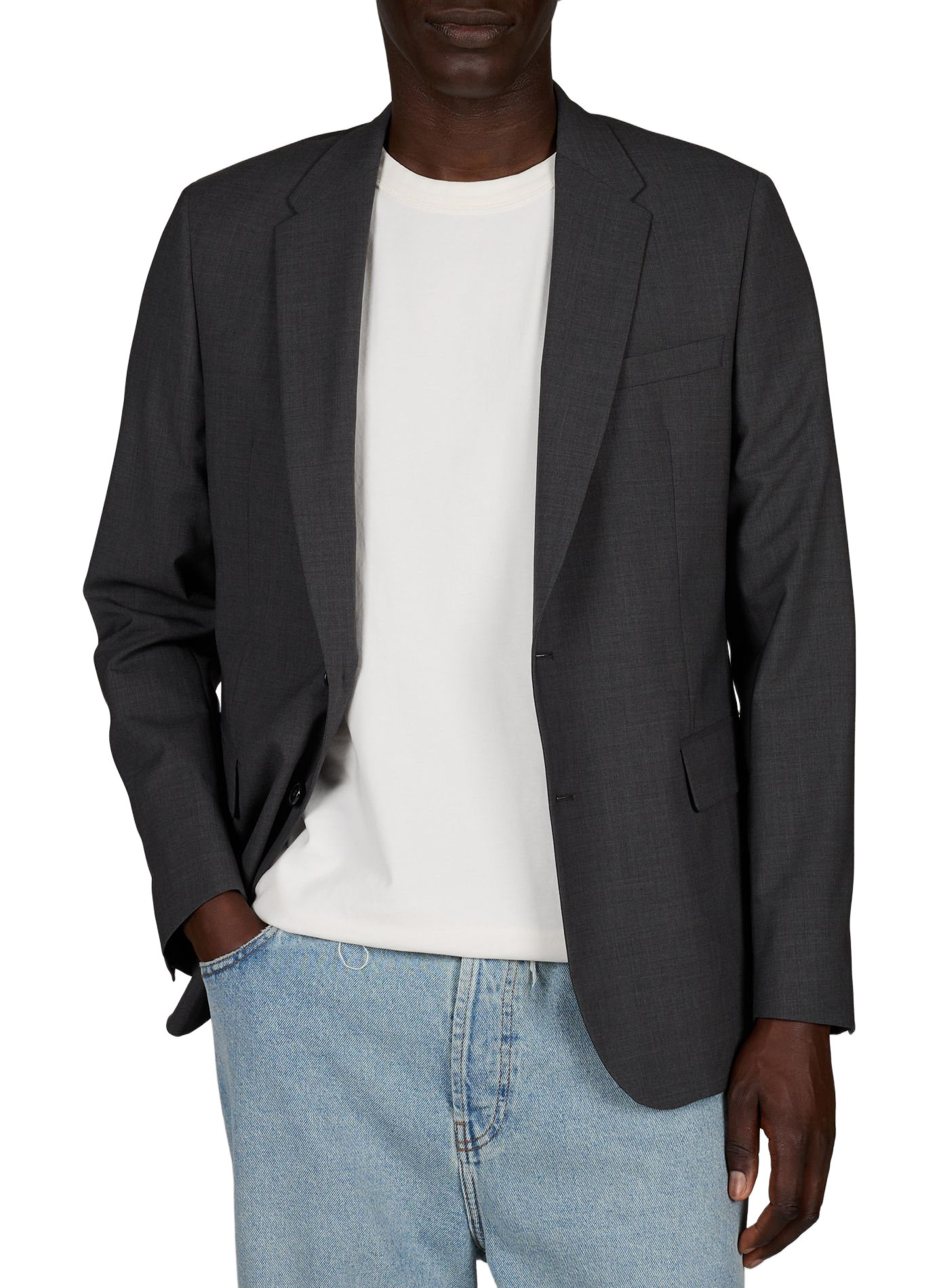 Blazer uni en laine mélangé AU PRINTEMPS PARIS Gris
