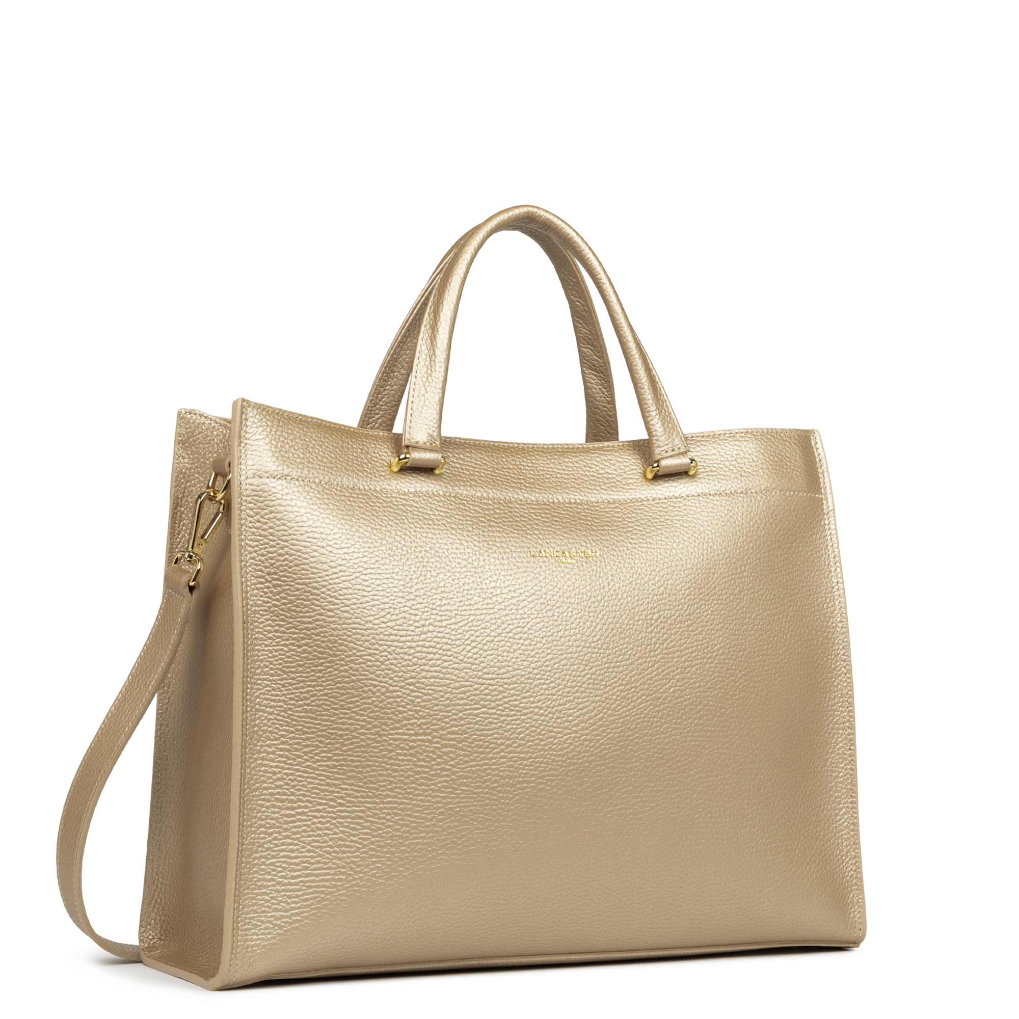 Grand sac cabas main - foulonné double daily LANCASTER Doré