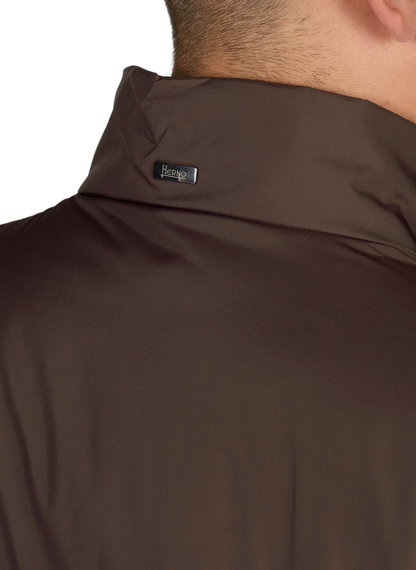 Jacket with high collar and adjustable hem HERNO Brown