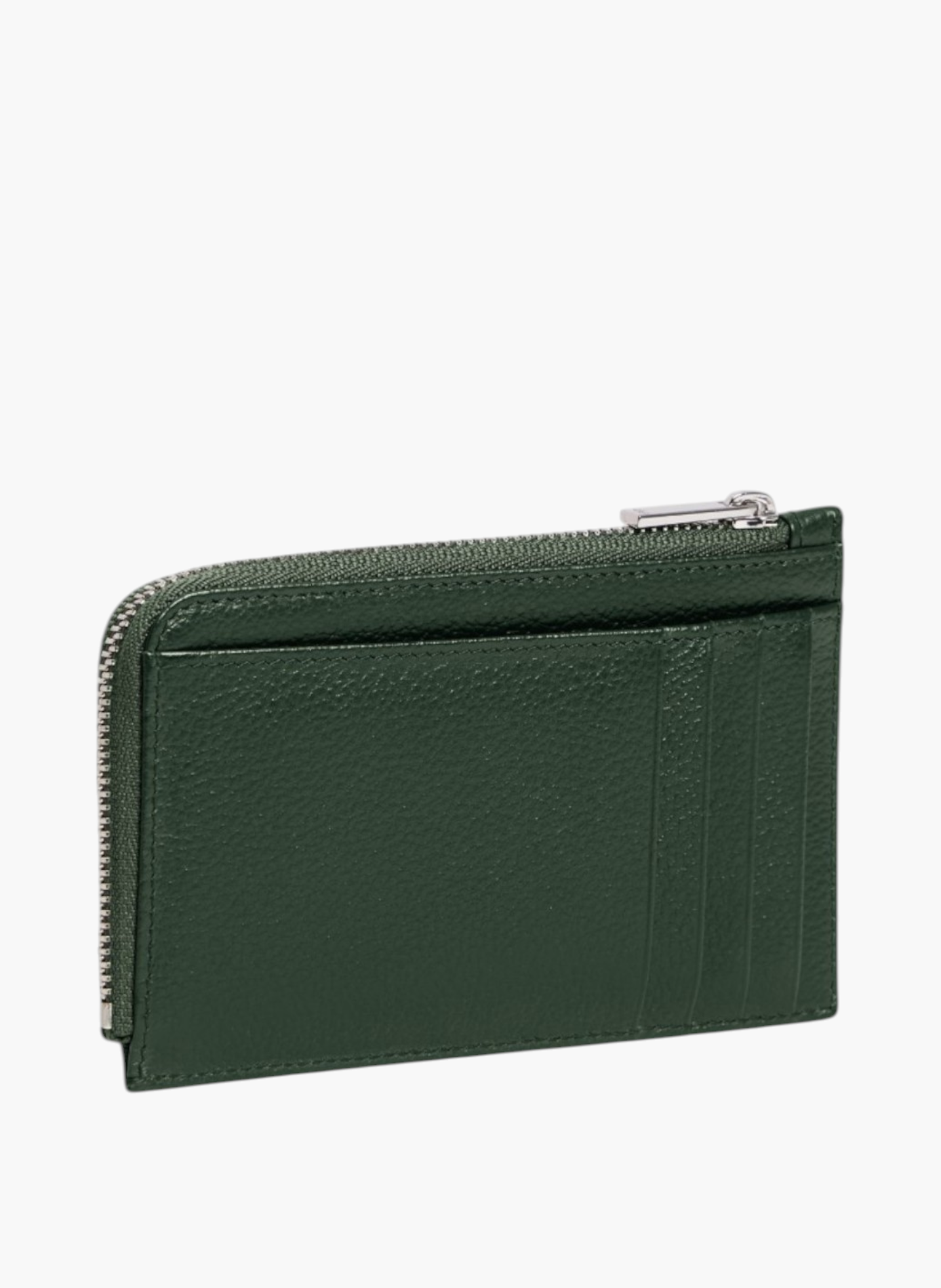 Porte cartes zippé albertine en cuir grainé LE TANNEUR Vert