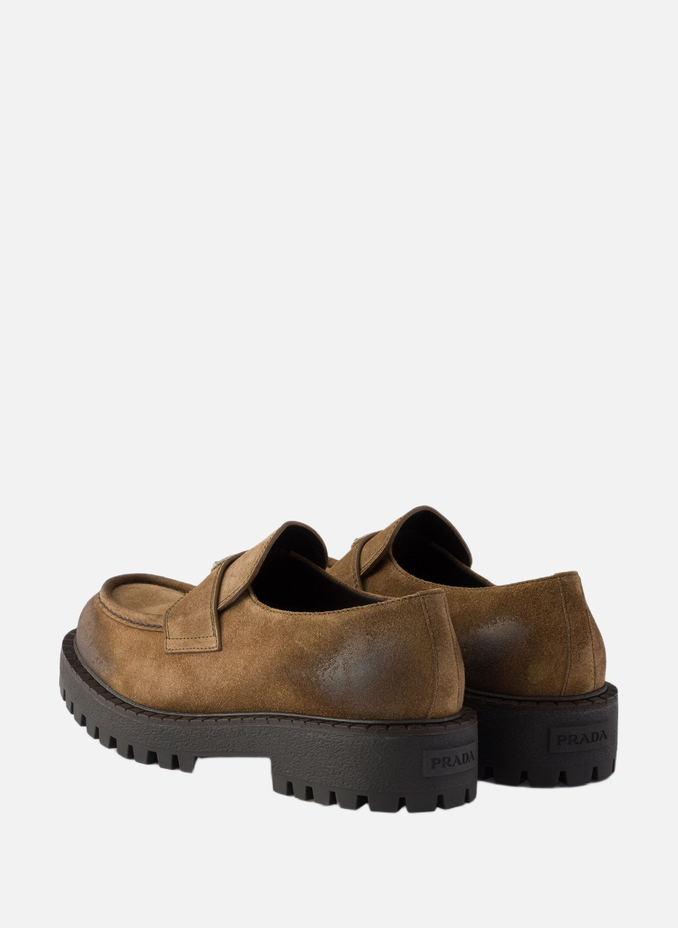 Mocassins en veau velours vieilli PRADA Marron
