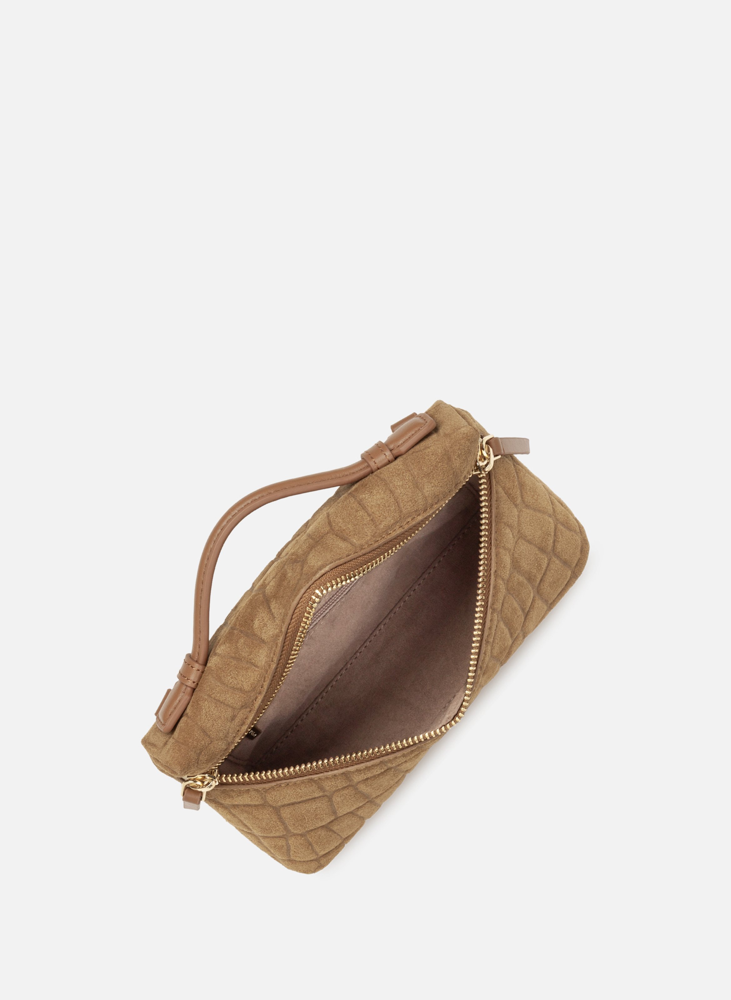 Petit sac boite - suède exo LANCASTER Marron
