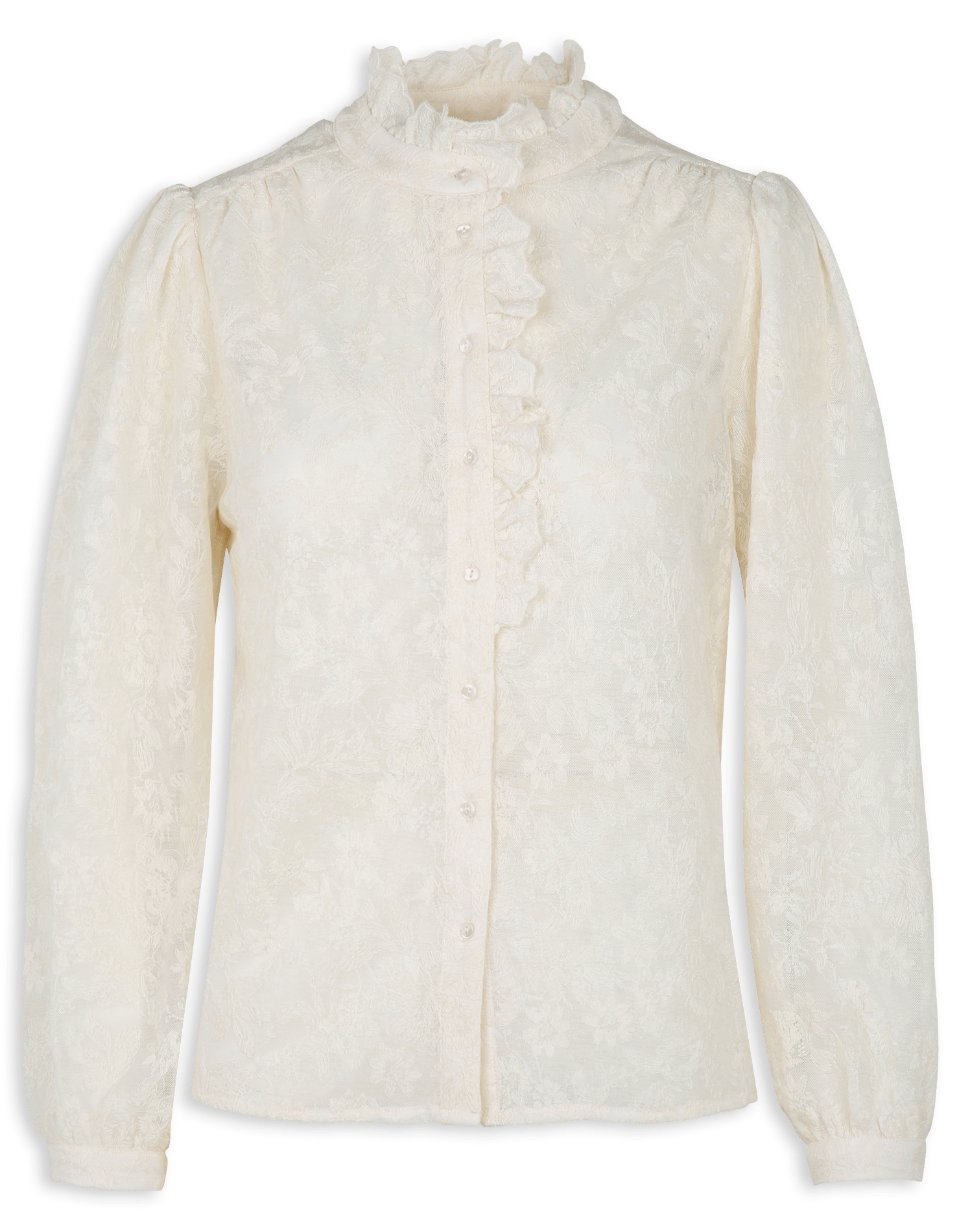 Chemise droite col montant en coton brodé merveille MAISON 123 Beige