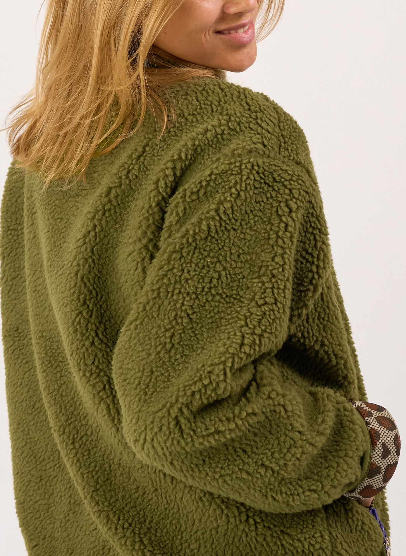 Veste sherpa zippée manches longues BILLYBELT Vert
