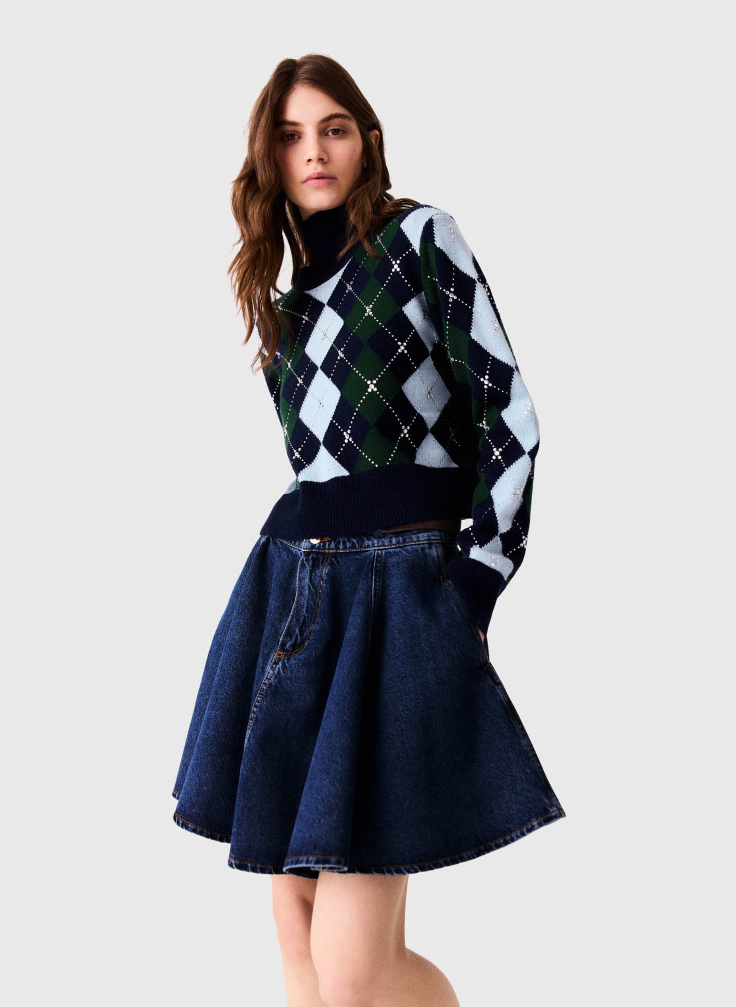 Pull droit en laine MAJE Bleu