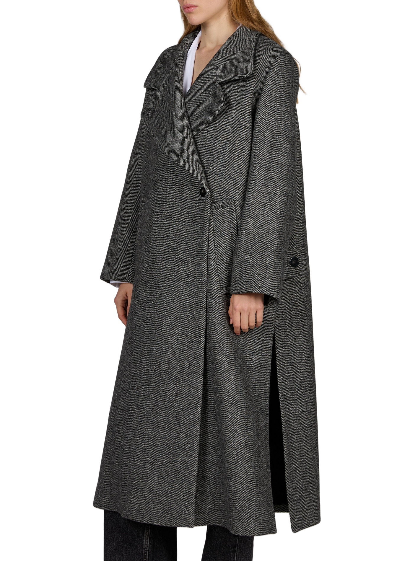 Oversized printed wool blend coat MARGAUX LONNBERG Grey