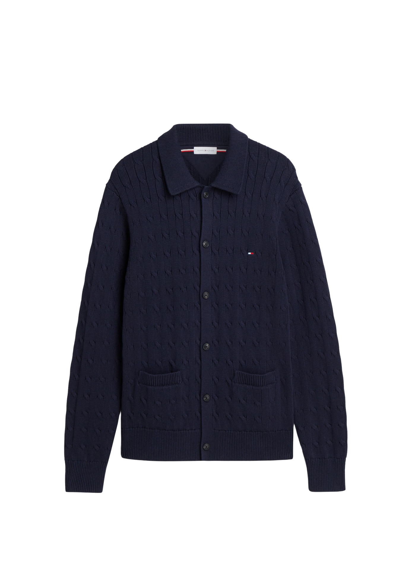 Gerade geschnittene Weste mit klassischem Kragen aus Baumwolle TOMMY HILFIGER Blau