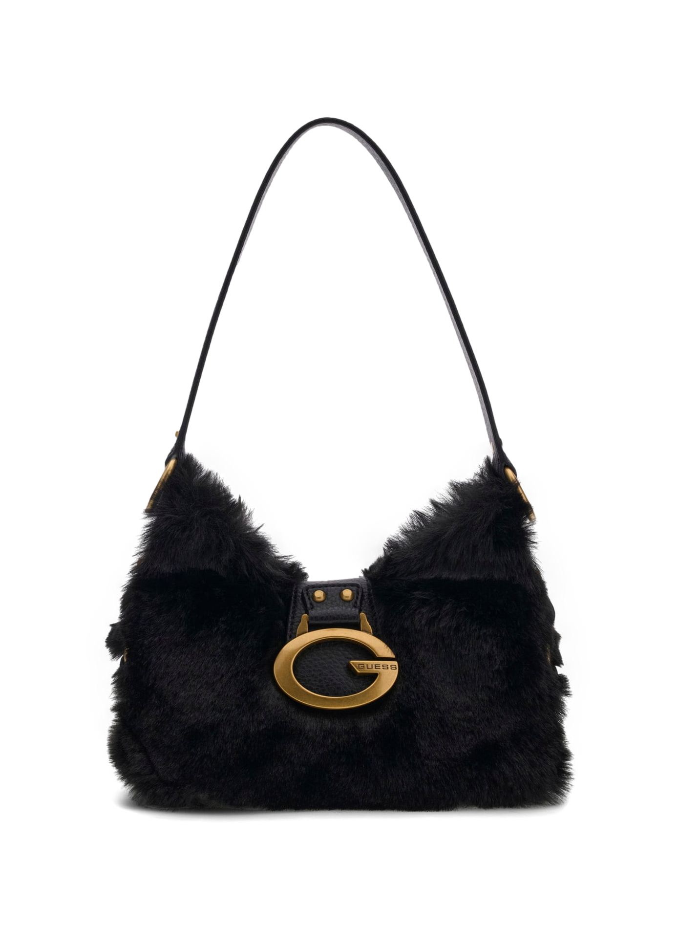 Mini Camden shoulder bag in faux fur effect GUESS Black