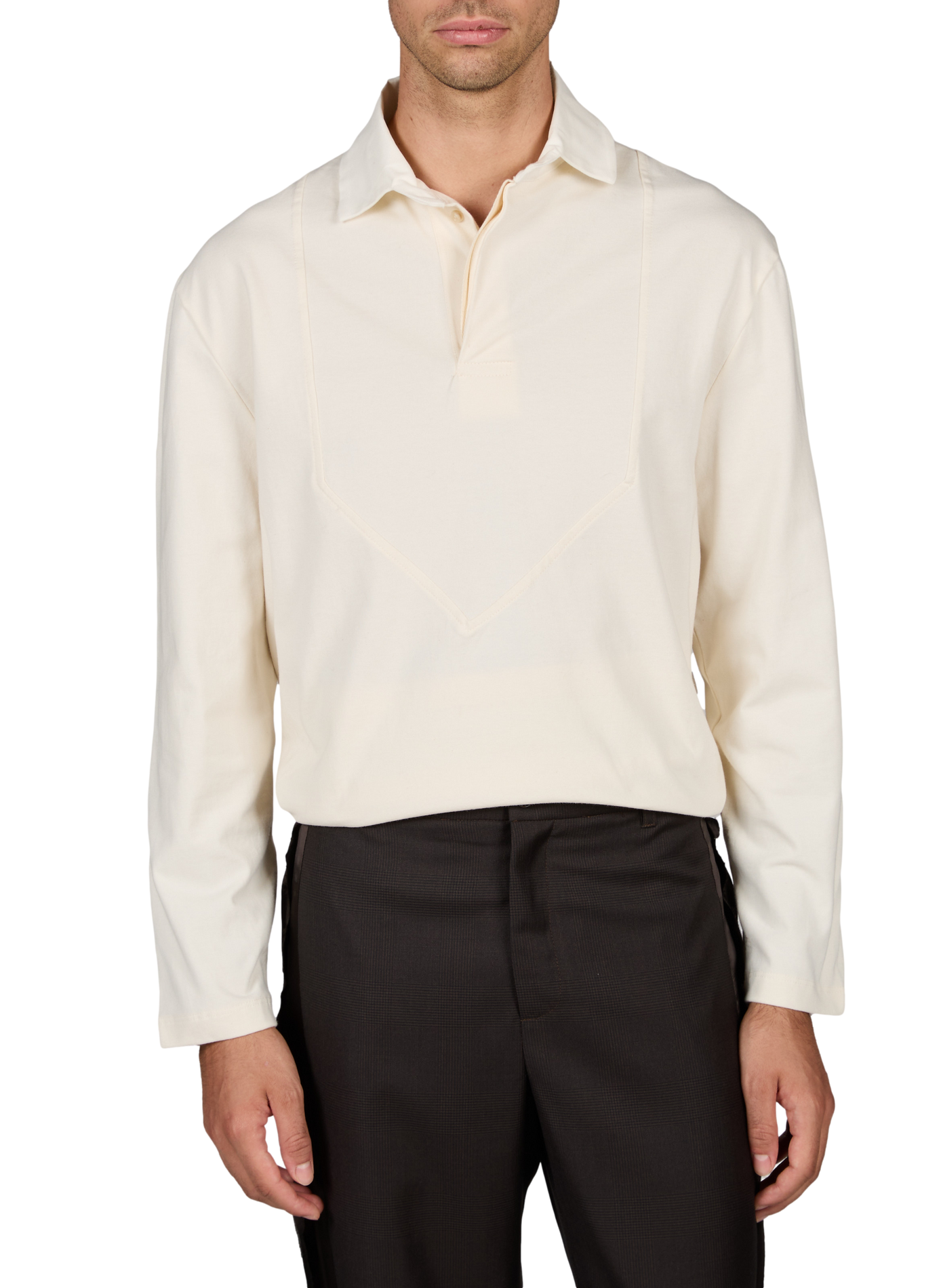 Long-sleeved cotton polo shirt SONIA CARRASCO Beige