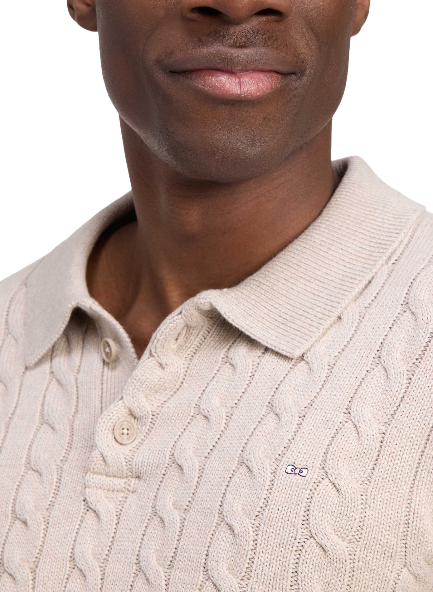Pull col polo en coton EDEN PARK Beige
