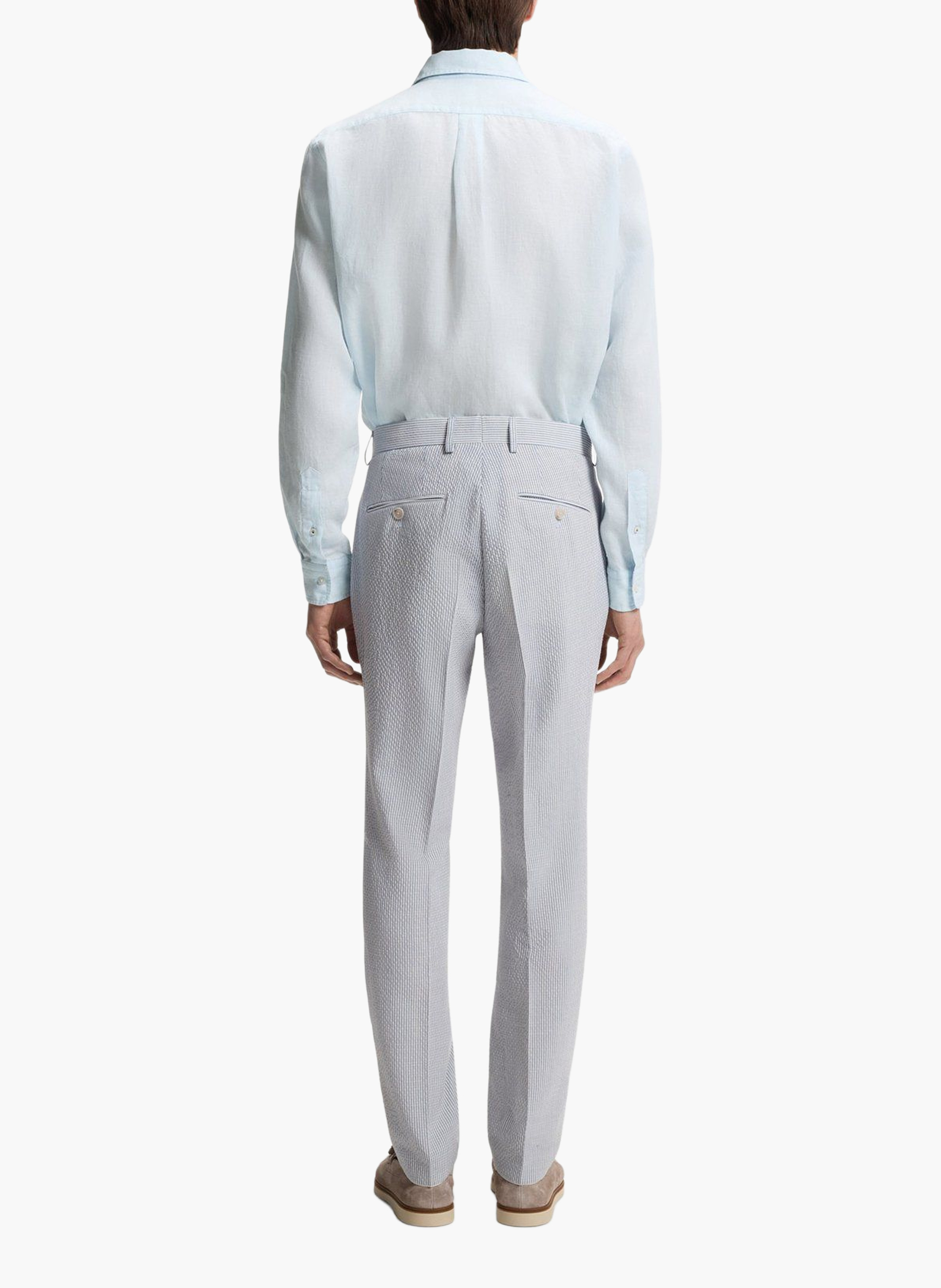 Chemise en lin col classique BOSS Bleu
