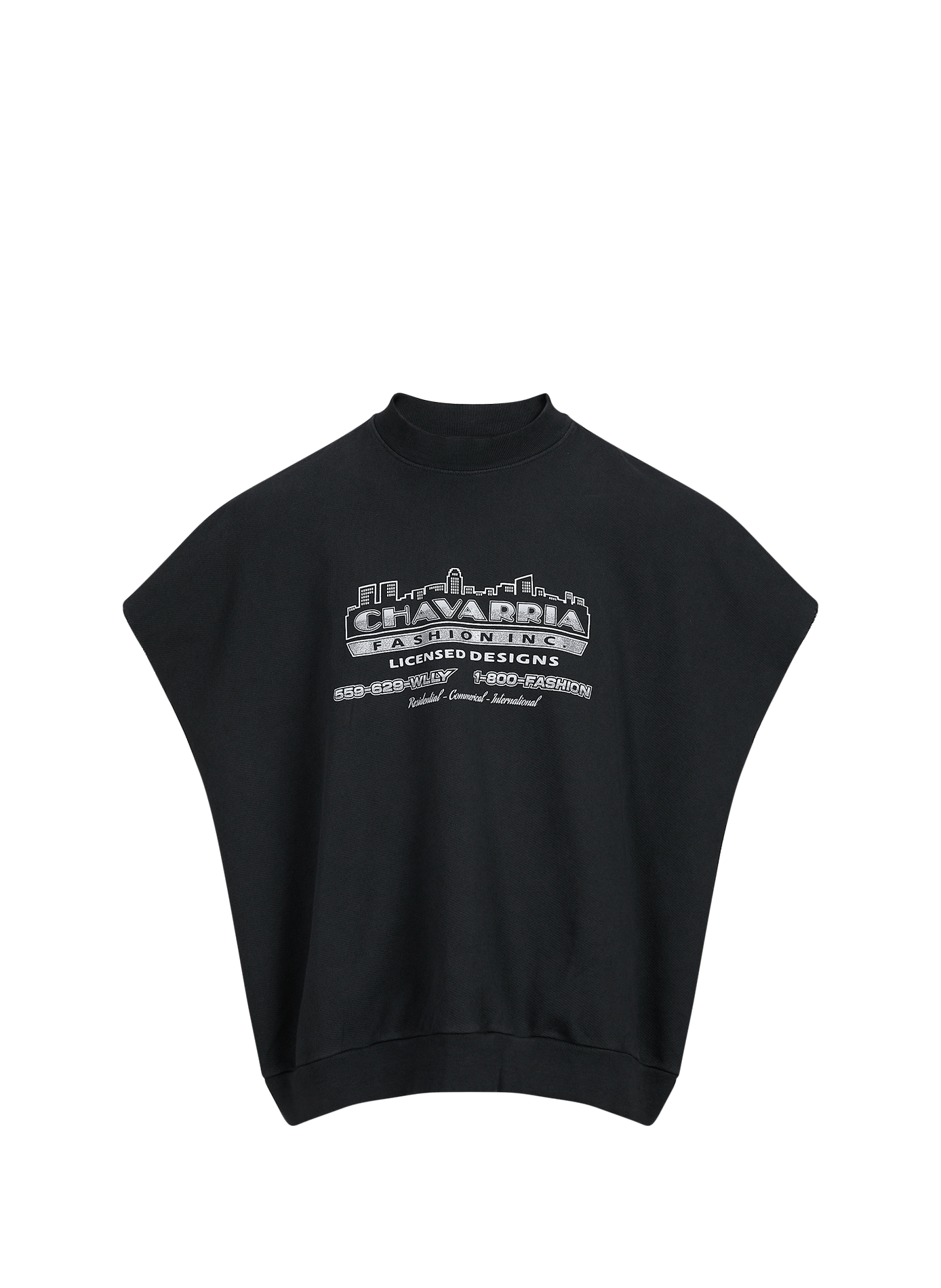 Weiter ärmelloser Sweatshirt mit Rundhalsausschnitt aus Baumwolle WILLY CHAVARRIA Grau
