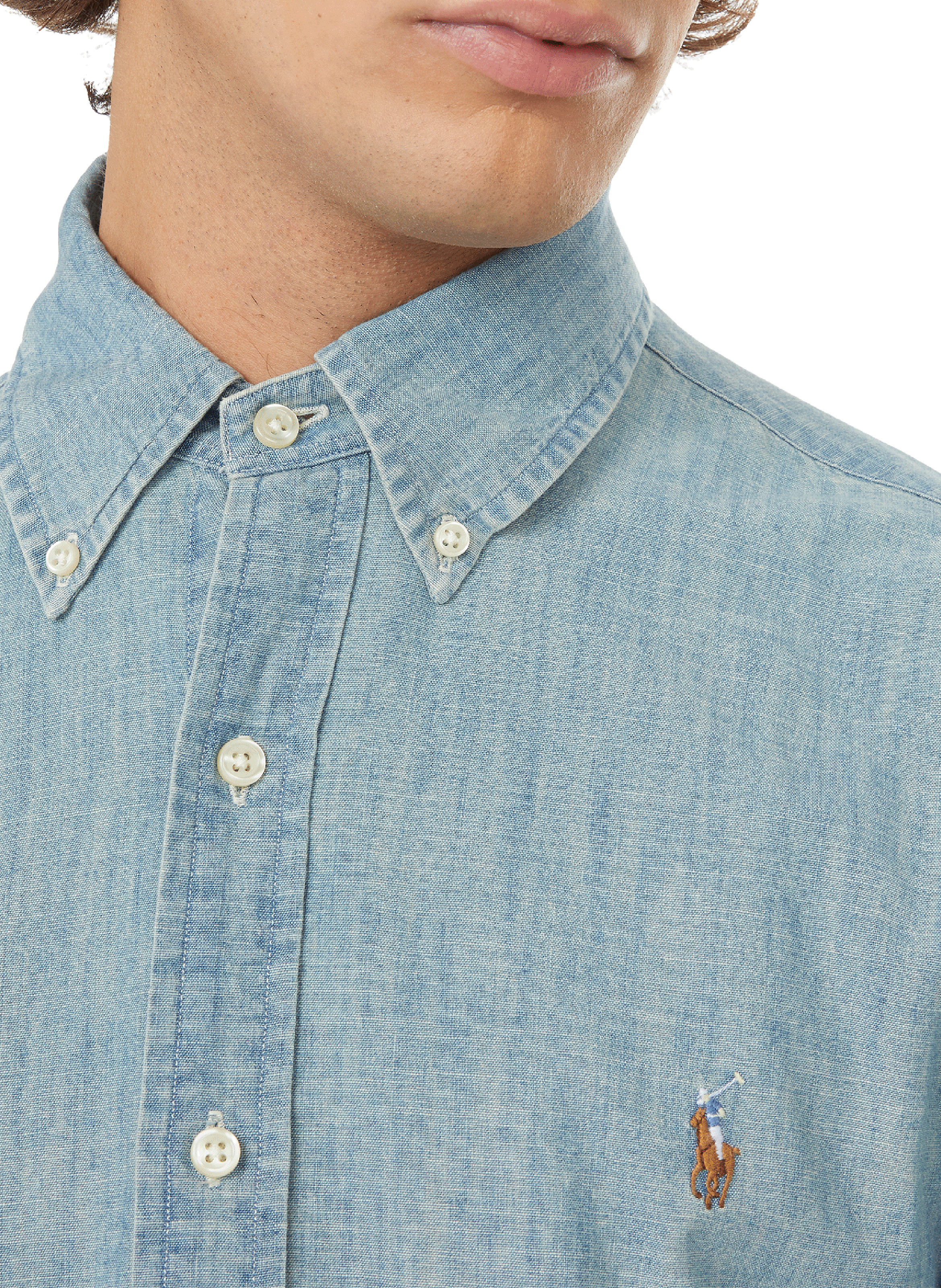 Slim Fit Hemd aus Chambray POLO RALPH LAUREN Blau