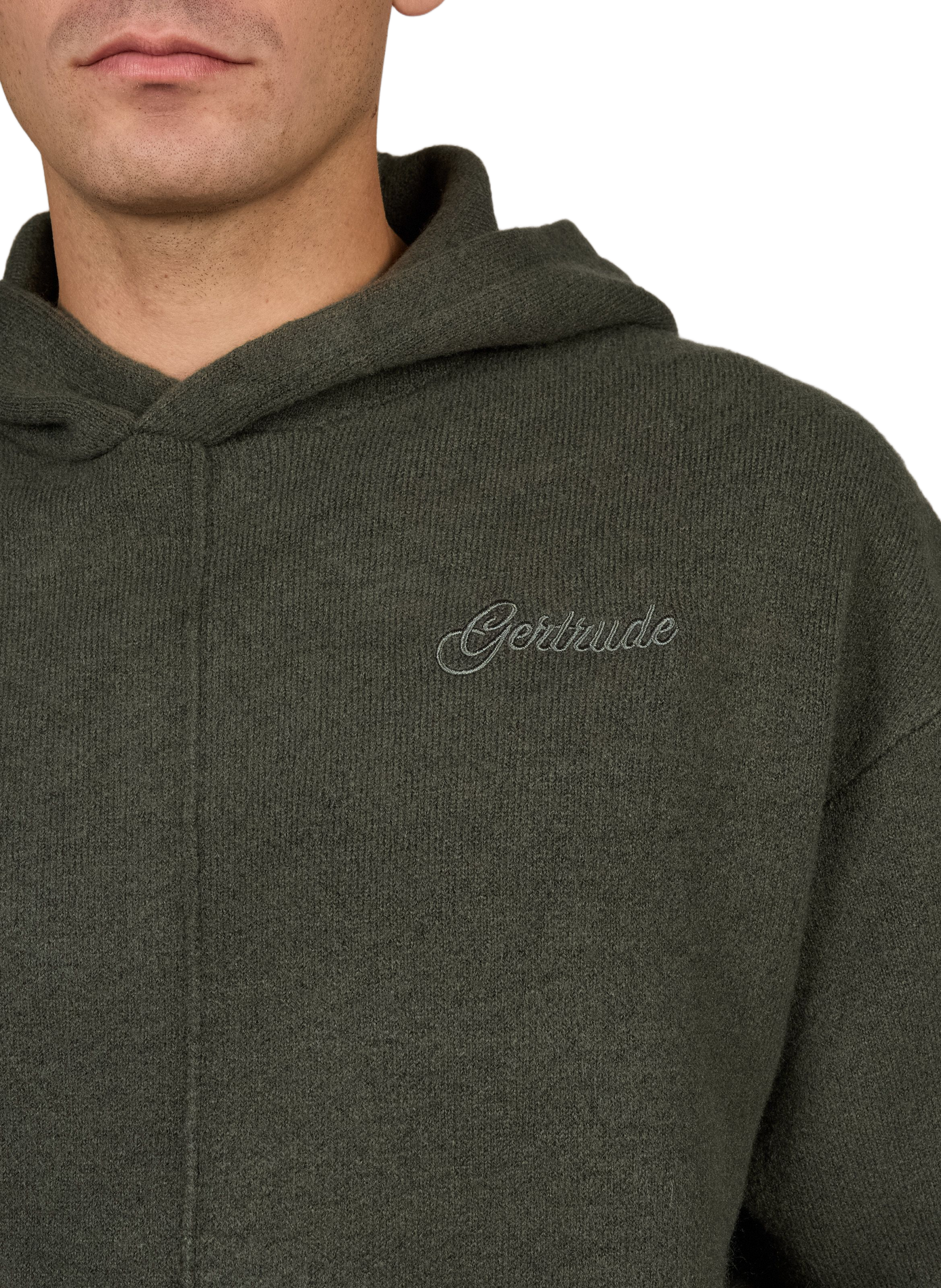 Plain knit hooded hoodie GERTRUDE Green