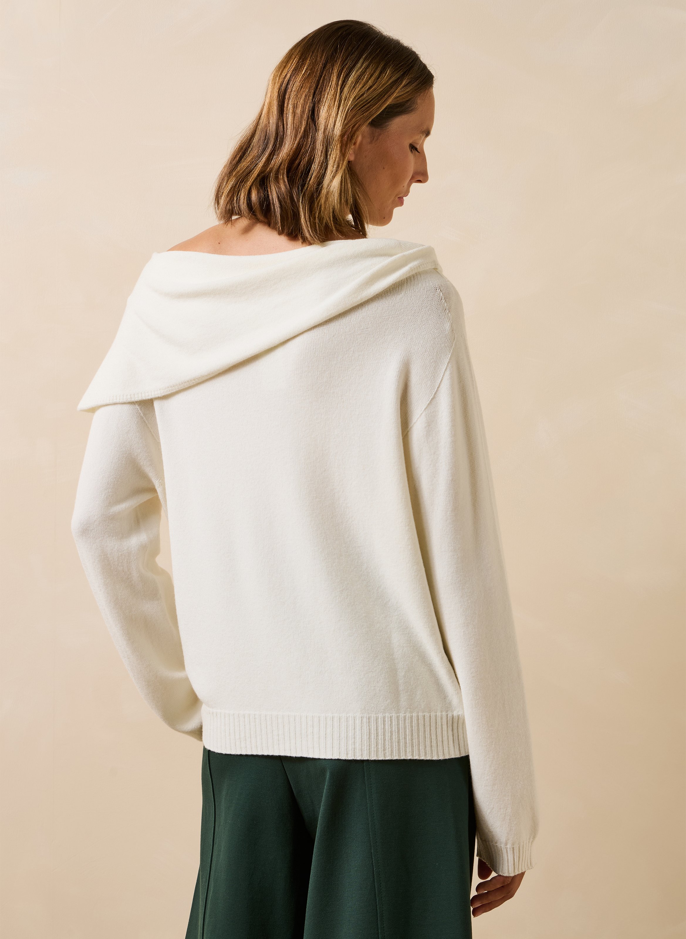 Oversized trui met gedrapeerde halslijn LA FEE MARABOUTEE Wit