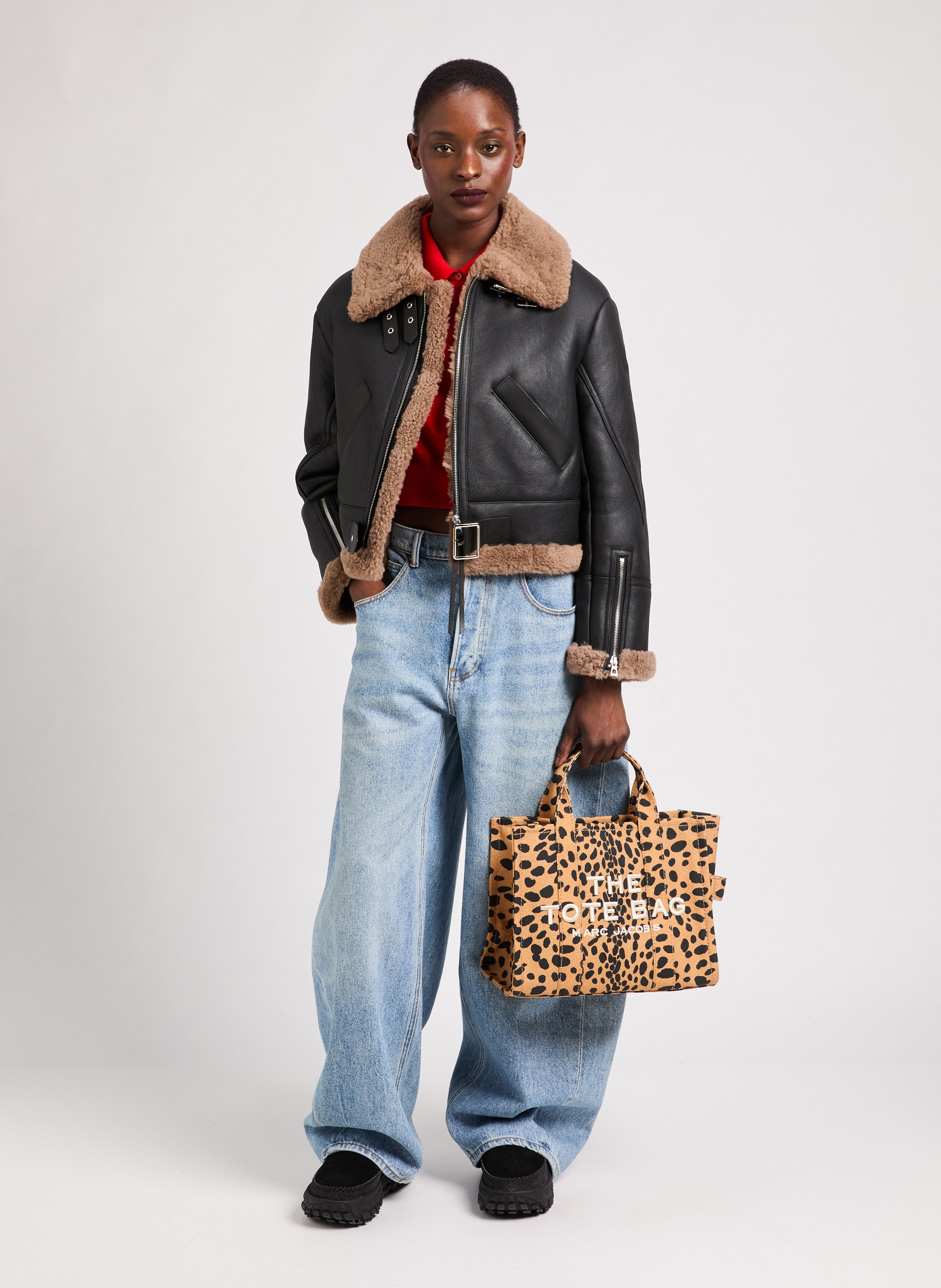 The Cheetah Canvas Large Tote Bag Black