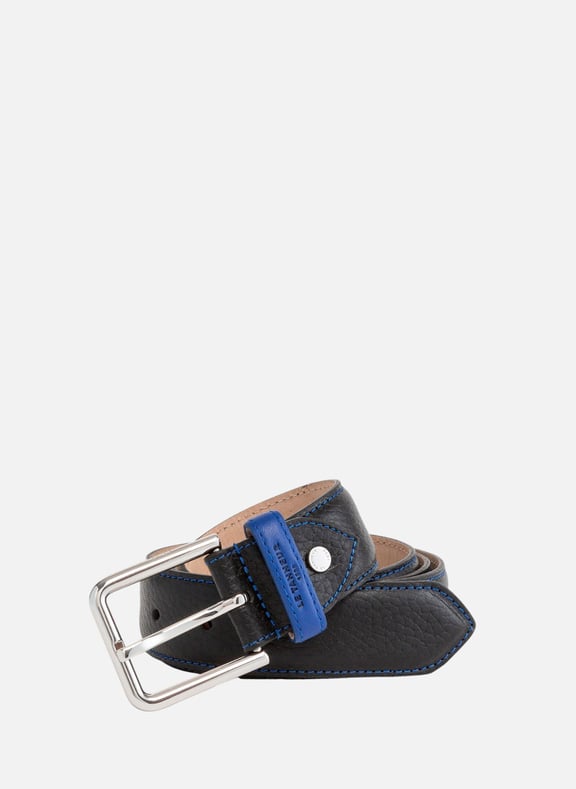 Ceinture avec boucle carrée charles en cuir grainé Noir by LE TANNEUR LE TANNEUR Ceinture avec boucle carrée charles en cuir grainé Noir