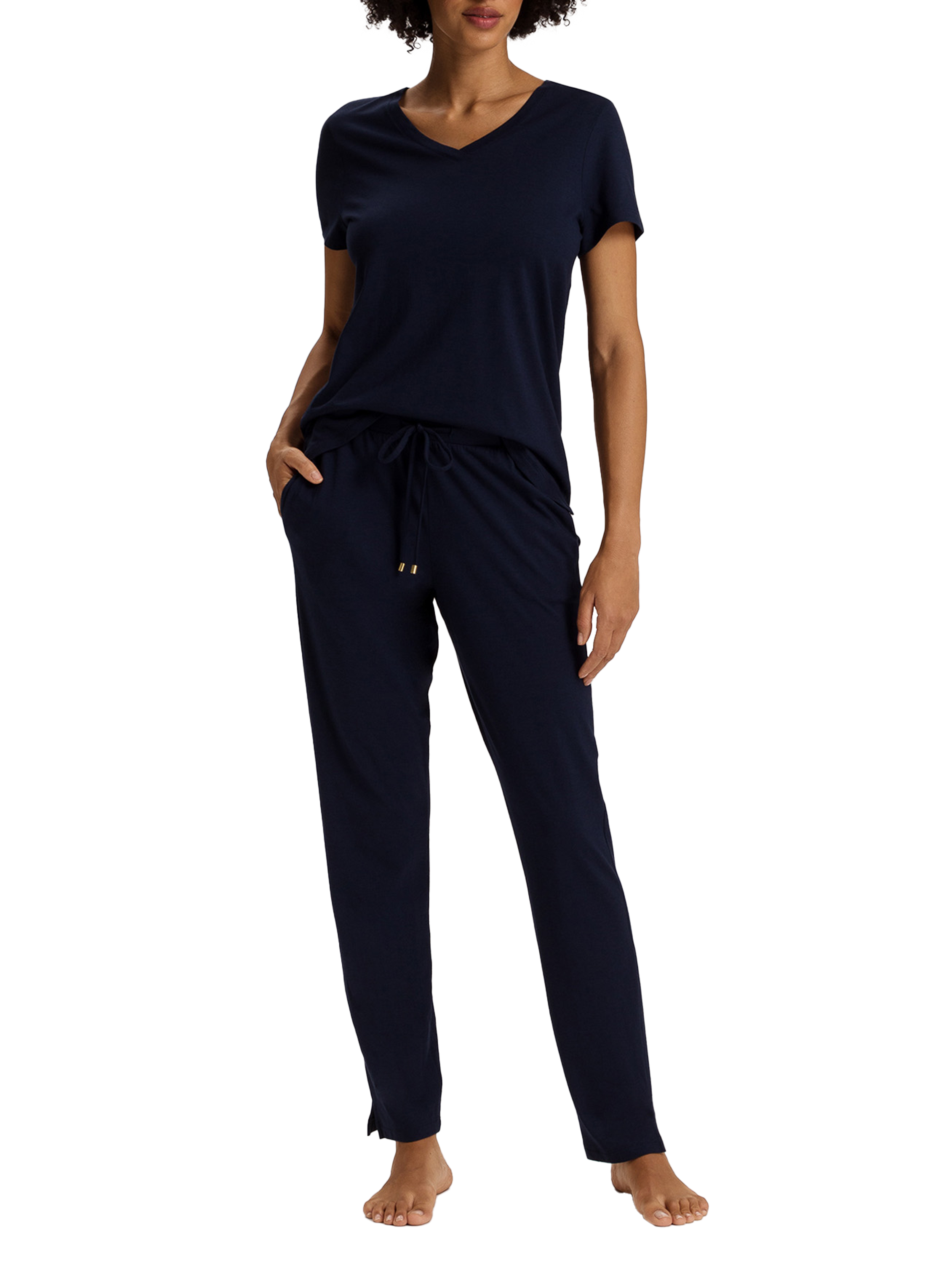 Casual V-neck T-shirt HANRO Blue