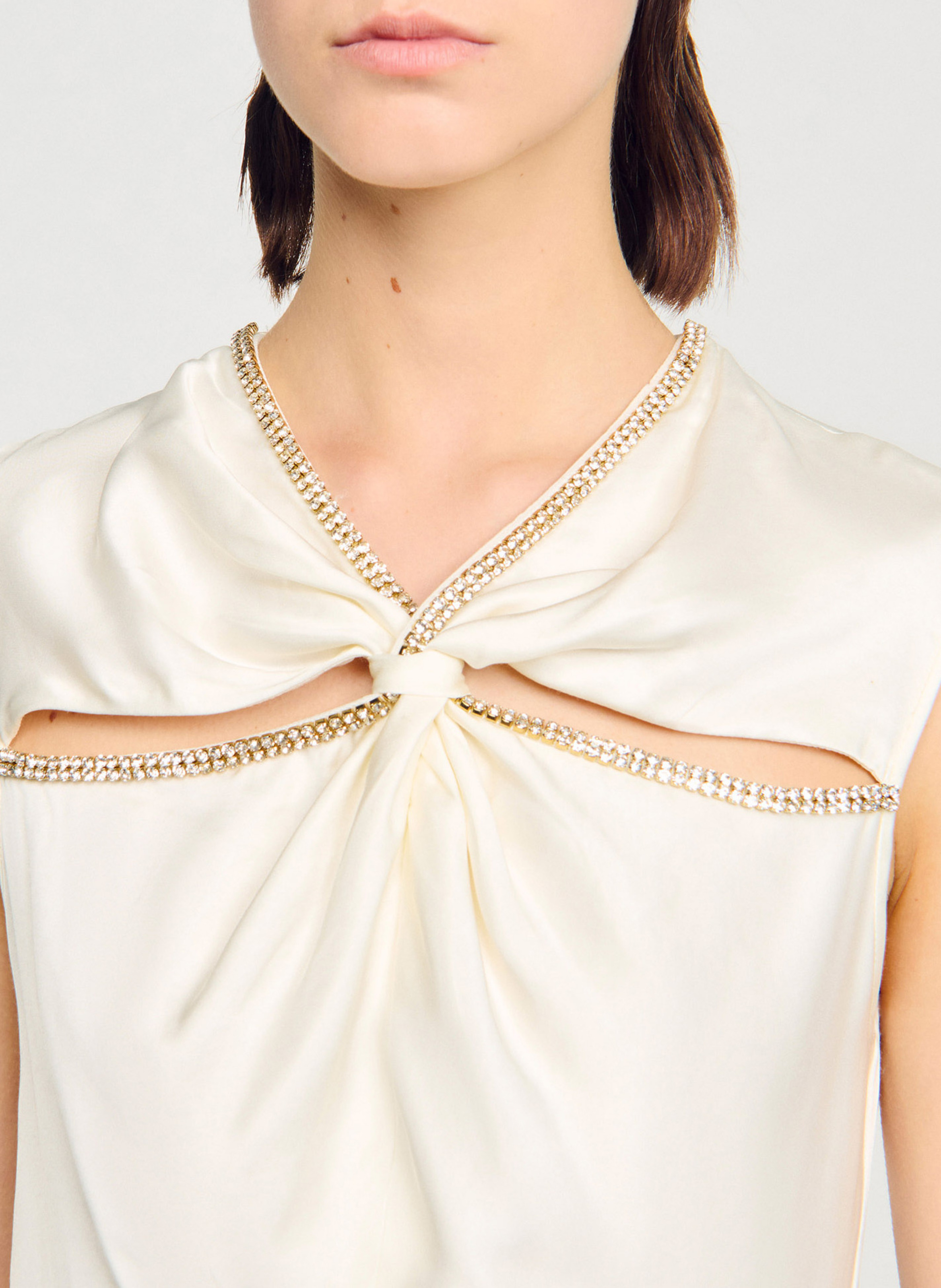 Robe longue satinée SANDRO Blanc