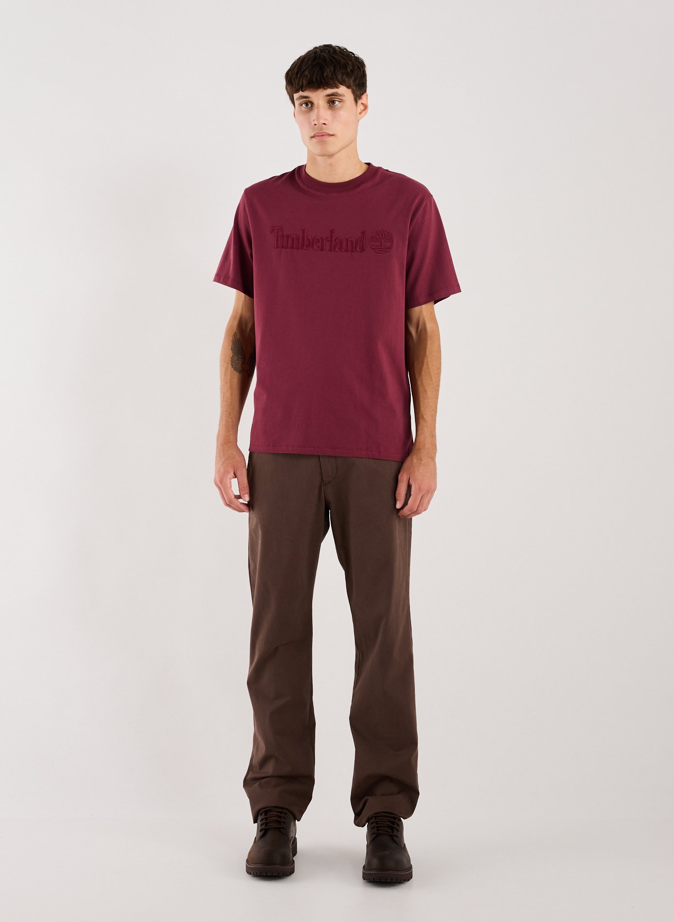 Straight embroidered cotton t-shirt TIMBERLAND Red