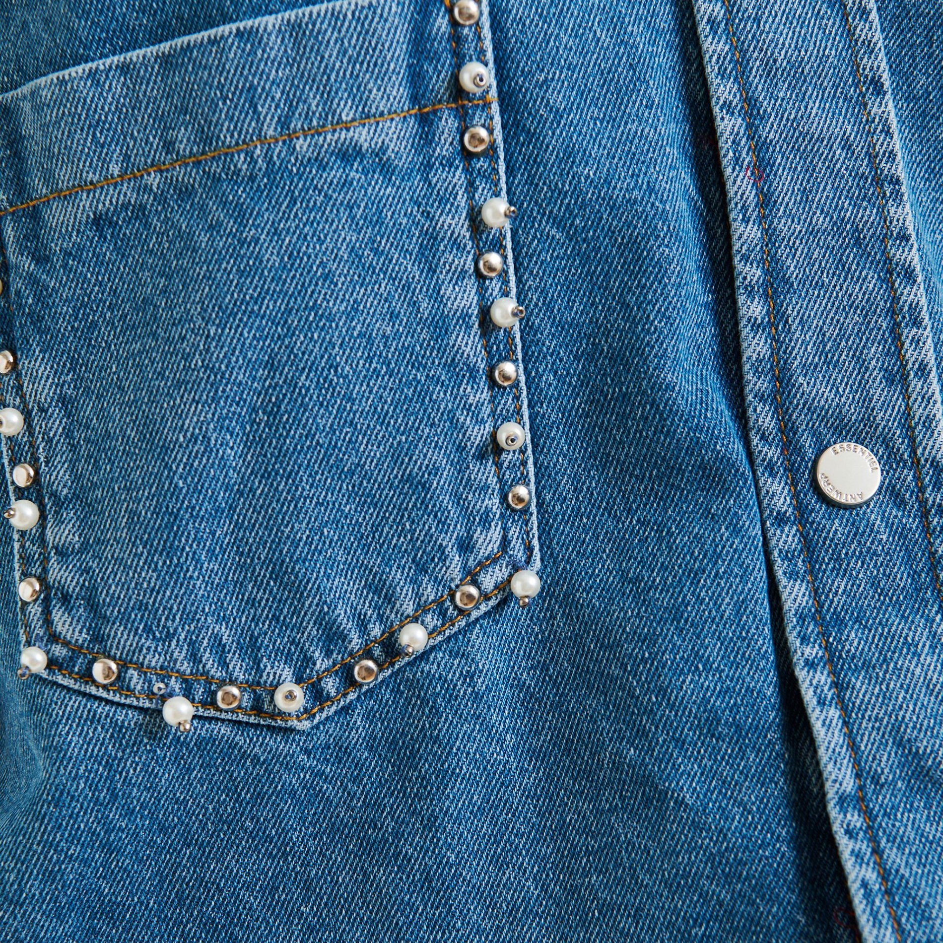 Robe courte col classique en denim de coton Ilene ESSENTIEL ANTWERP Bleu