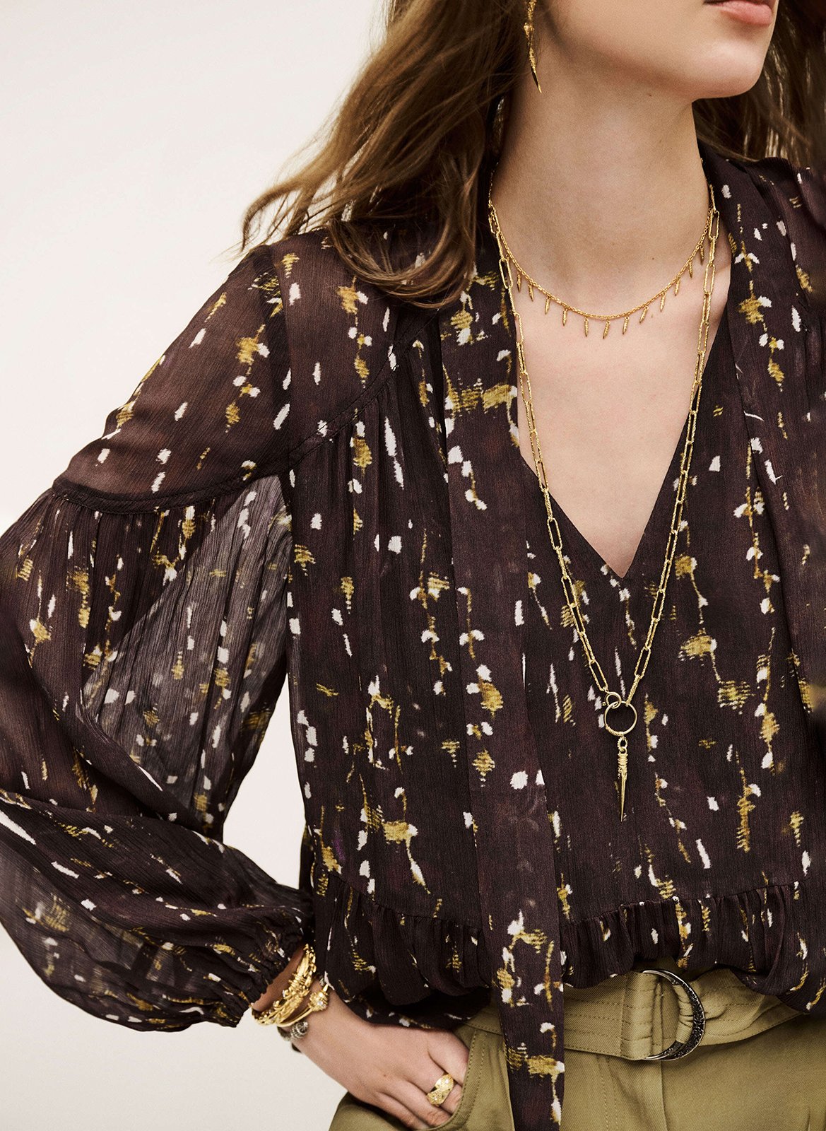 Blouse droite imprimée kamala BA&SH Marron