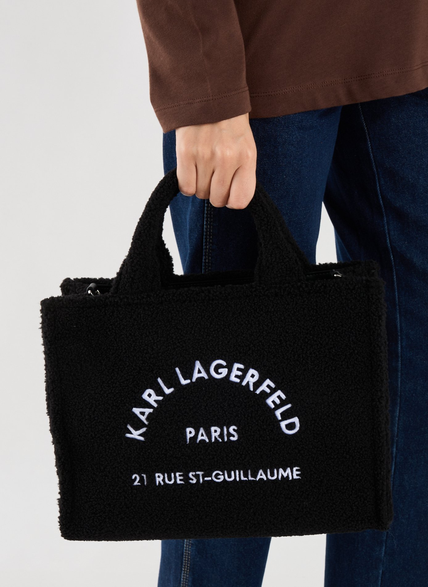 Sac à main brodé KARL LAGERFELD Noir