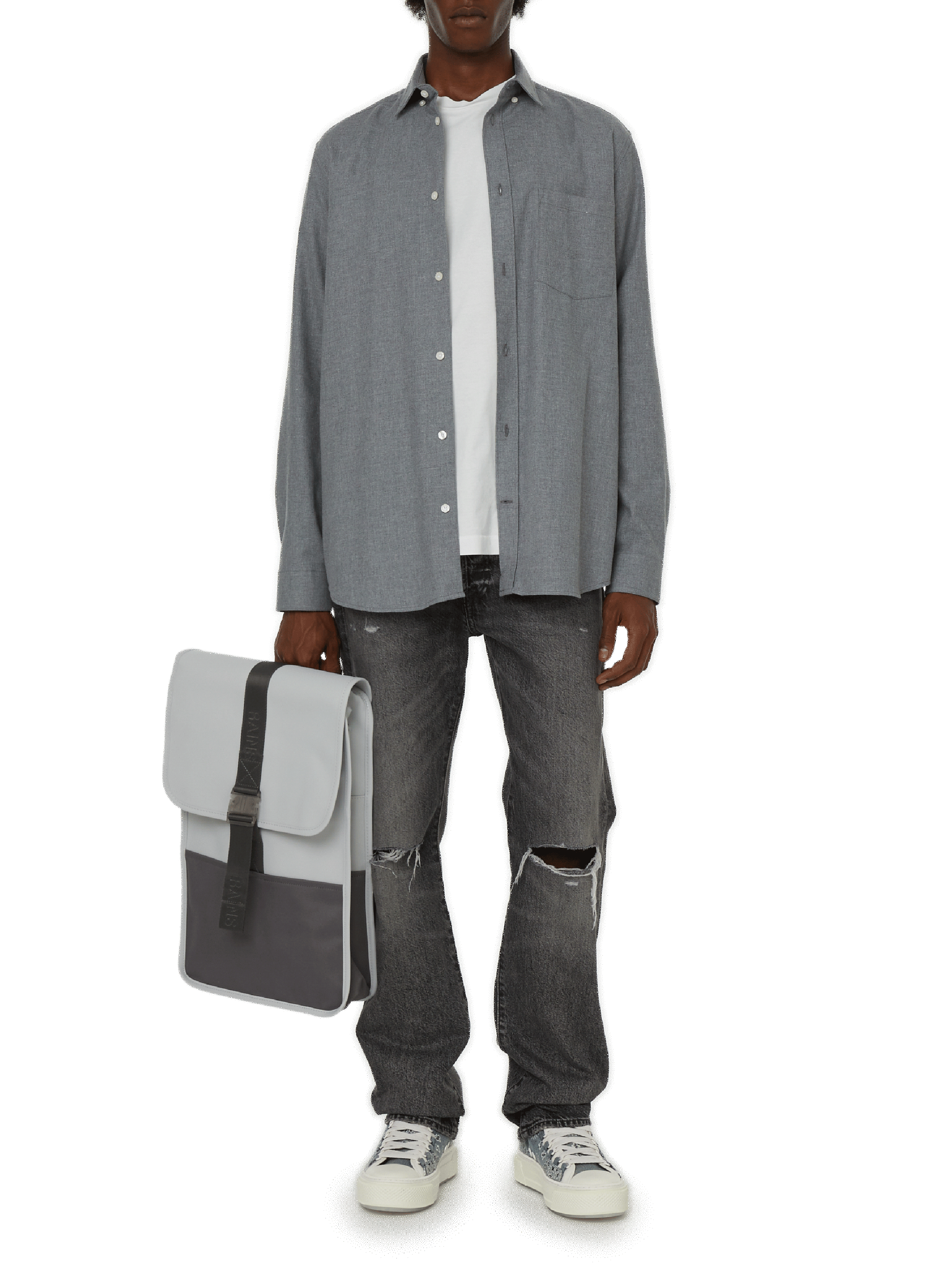 Chemise droite en coton AU PRINTEMPS PARIS Gris