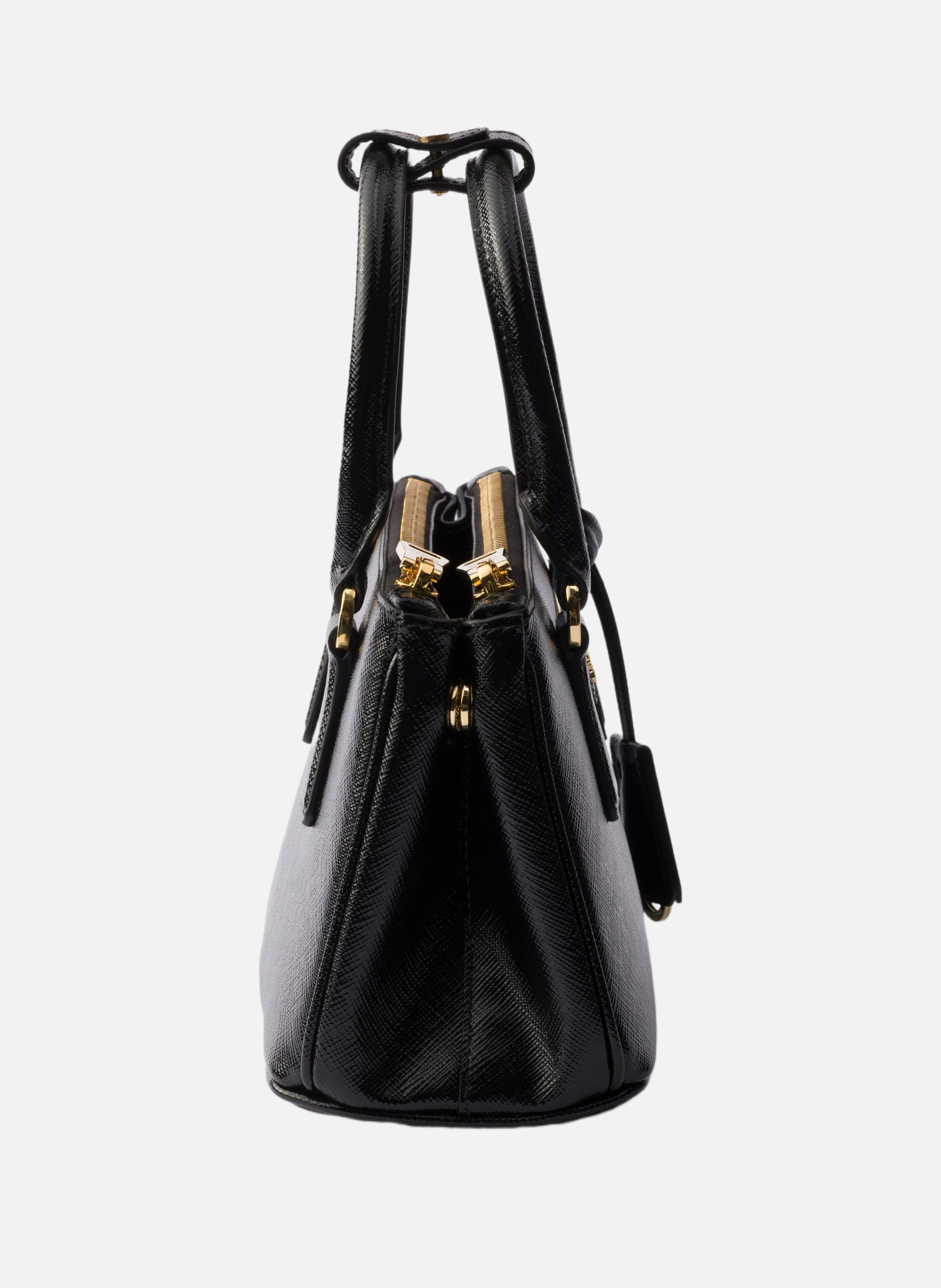 Mini sac prada galleria en cuir saffiano verni PRADA Noir