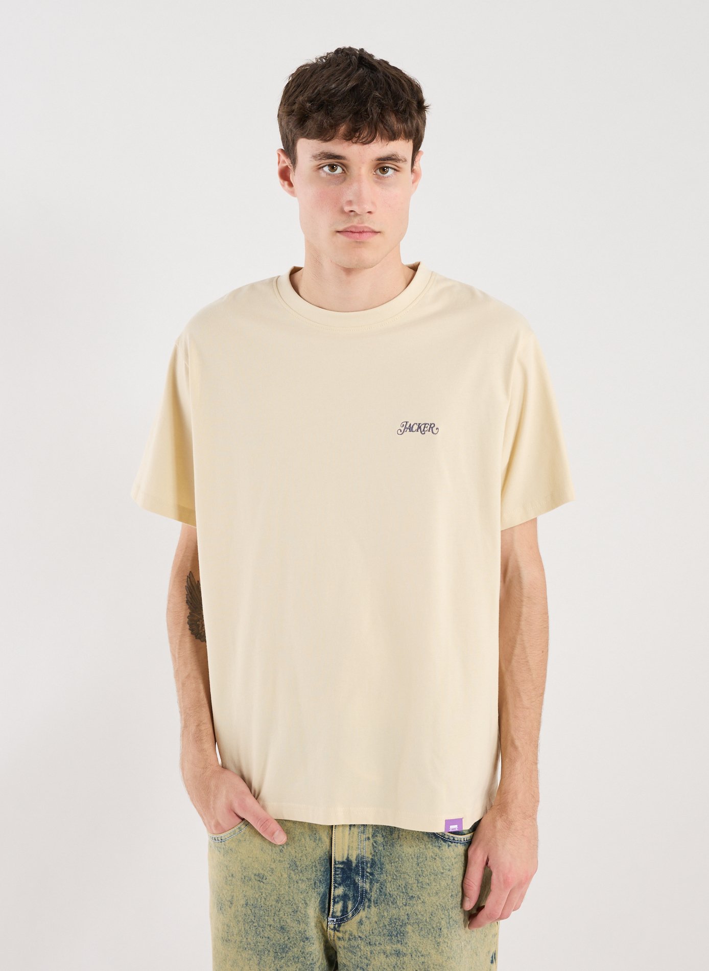 T-Shirt droit manches courtes en coton JACKER. Beige