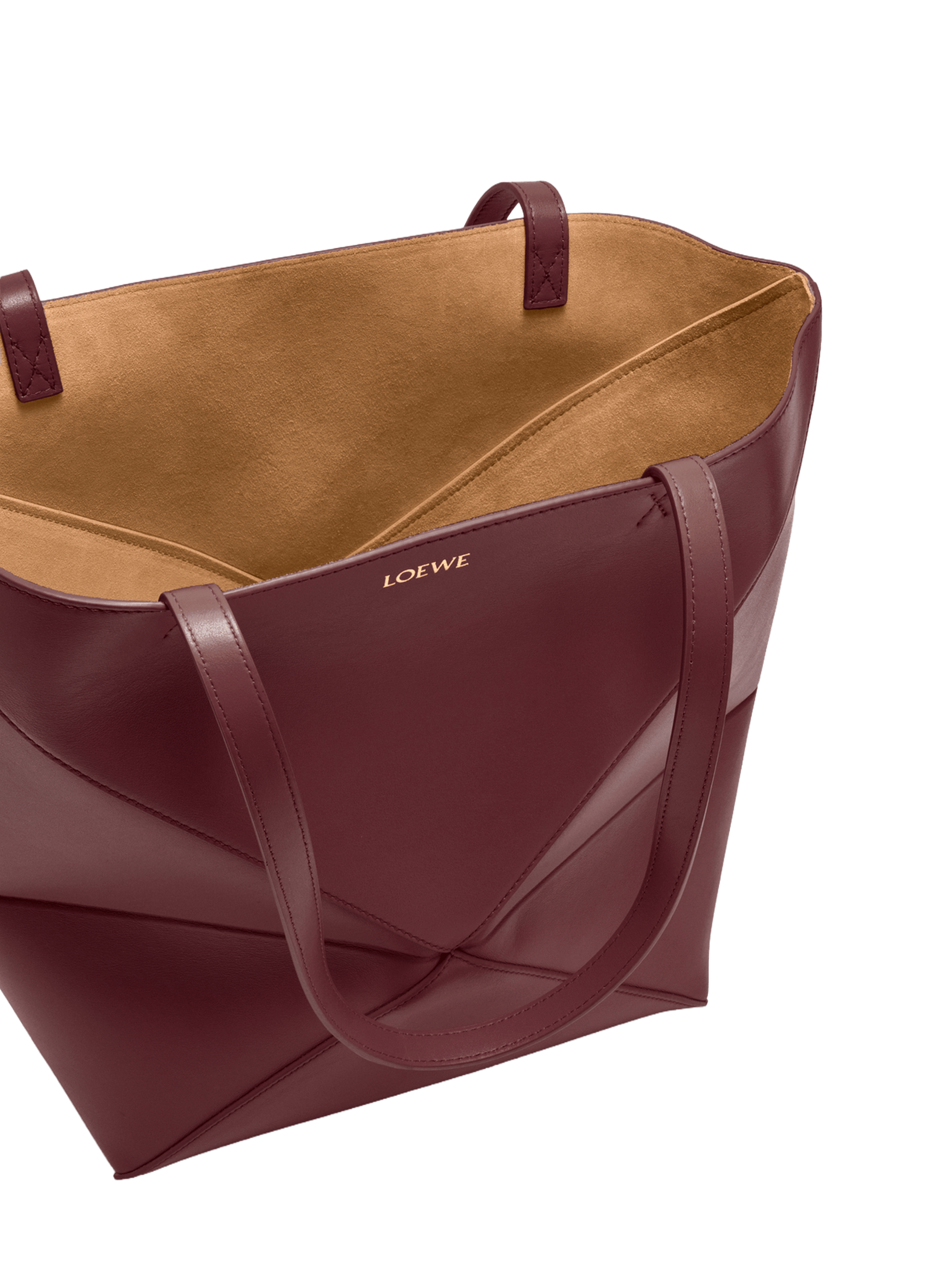 Medium Puzzle Fold leather tote in shiny calfskin LOEWE Red