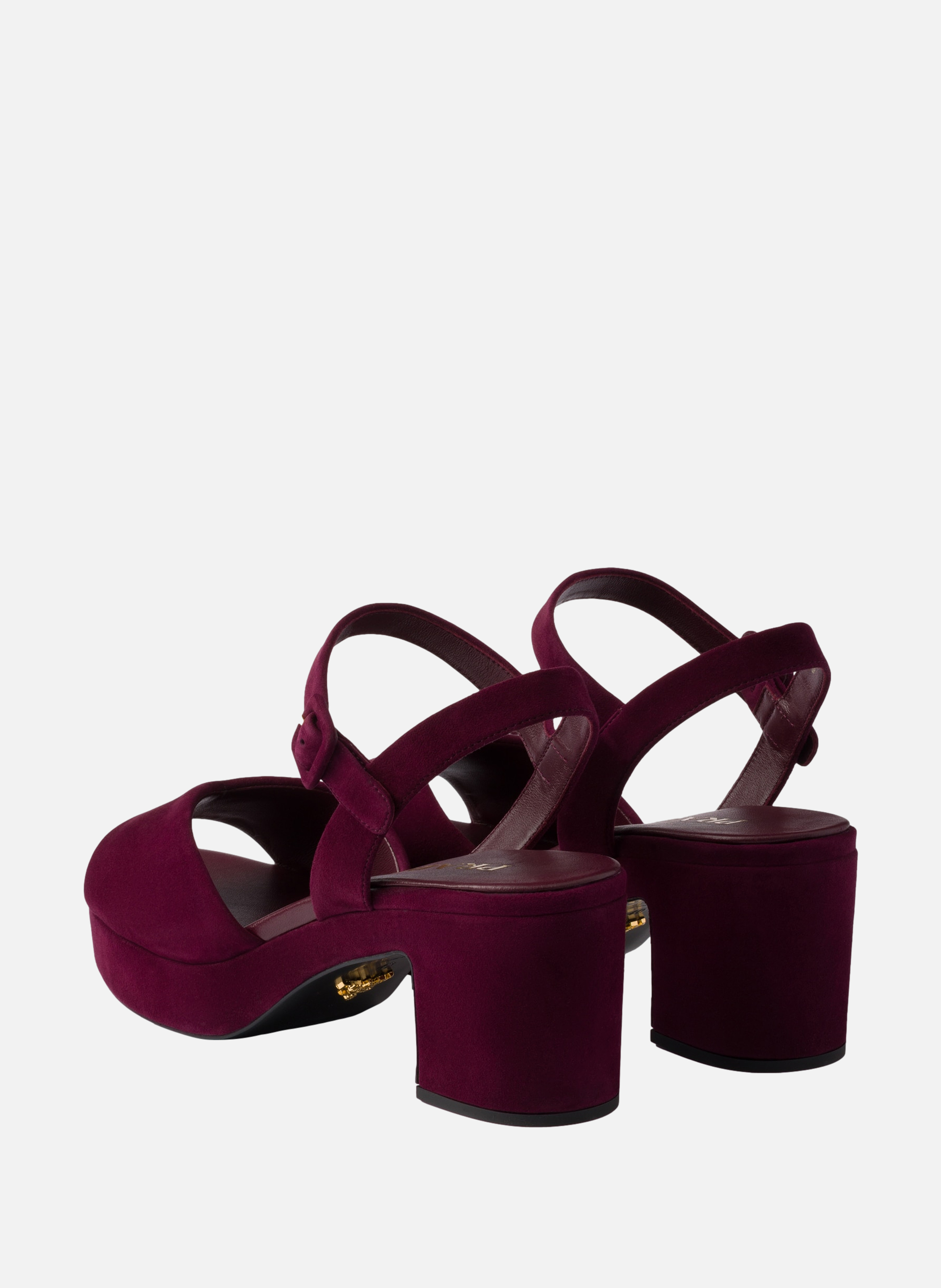 Sandales en veau velours matelassé PRADA Rouge