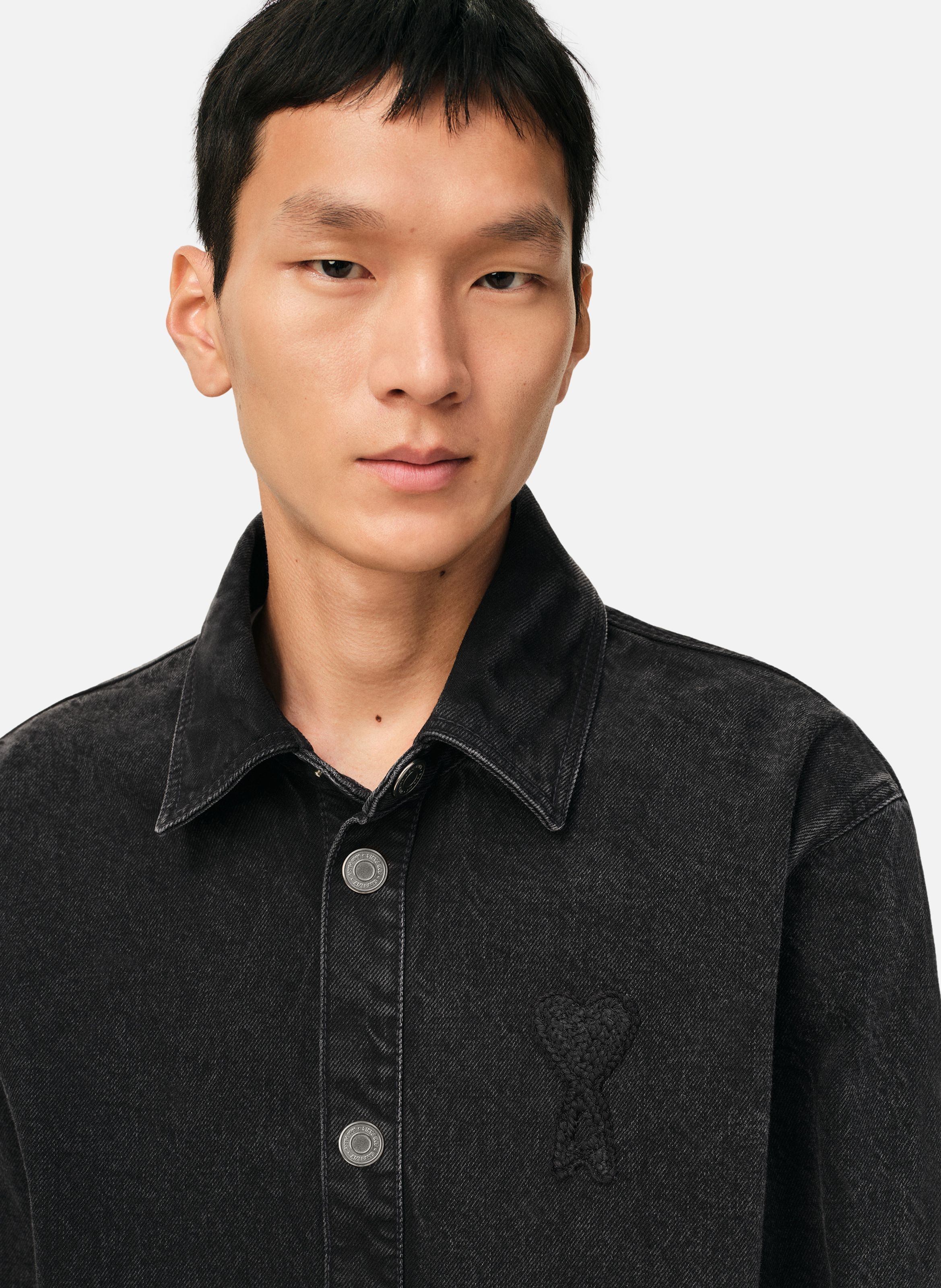 Surchemise ami de coeur en crochet unisexe en coton AMI PARIS Noir