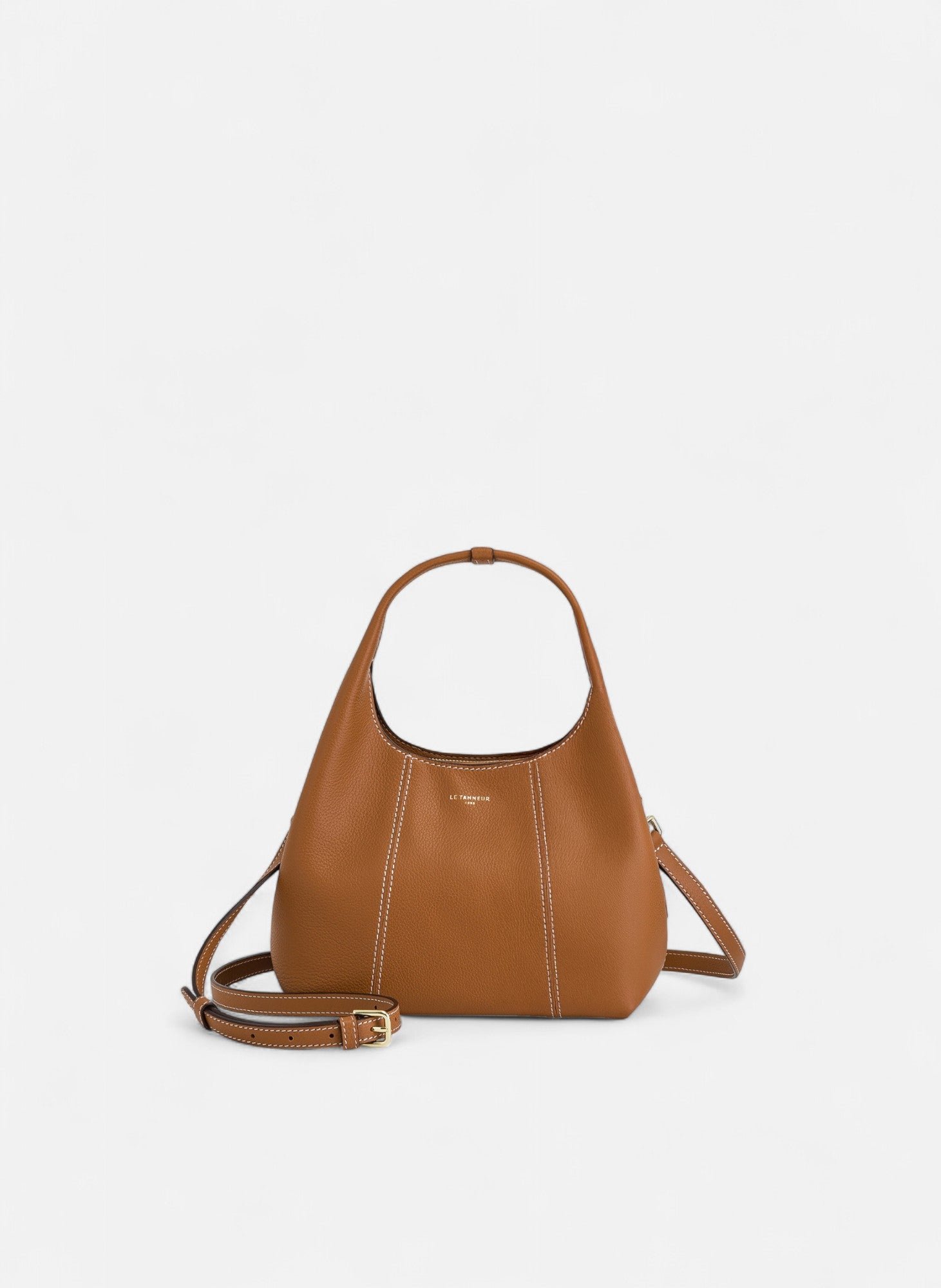 Petit sac à main juliette en cuir grainé LE TANNEUR Marron