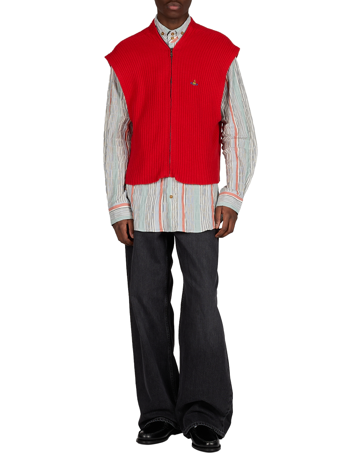 Sleeveless wool and cashmere knit zip-up vest VIVIENNE WESTWOOD Red