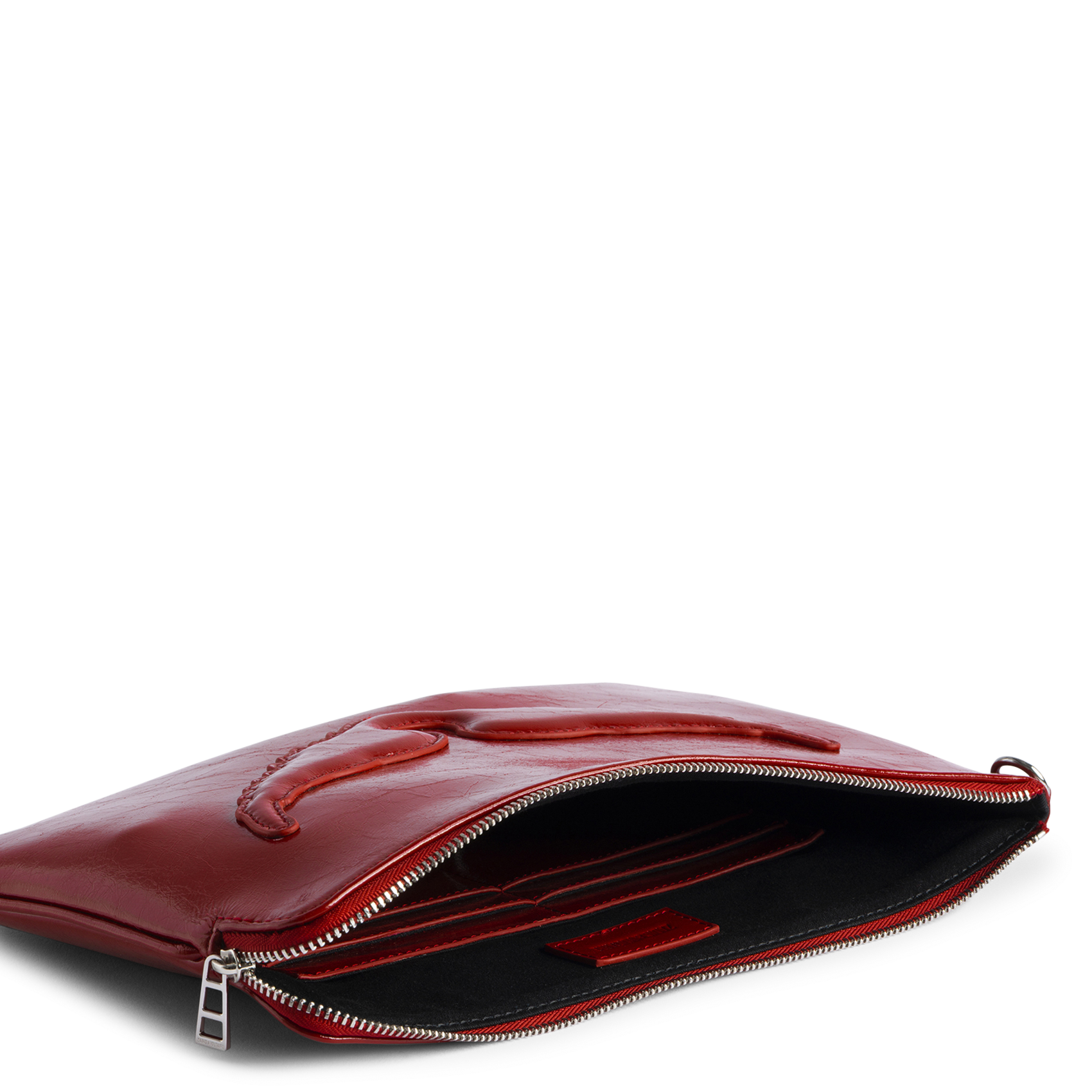 Porte-monnaie logo 3d relief en cuir angel ZADIG&VOLTAIRE Rouge