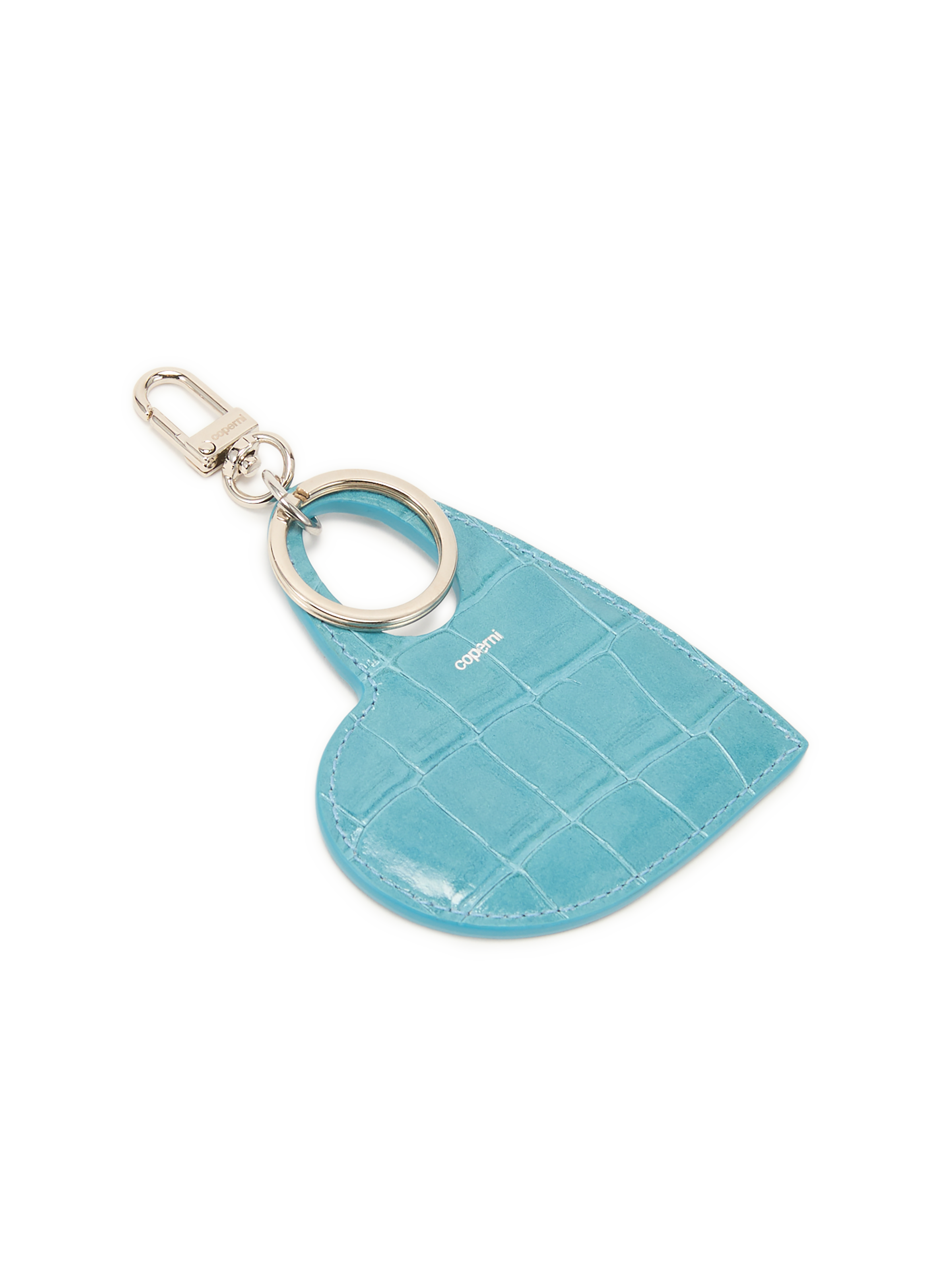 Embossed crocodile leather keychain COPERNI Blue