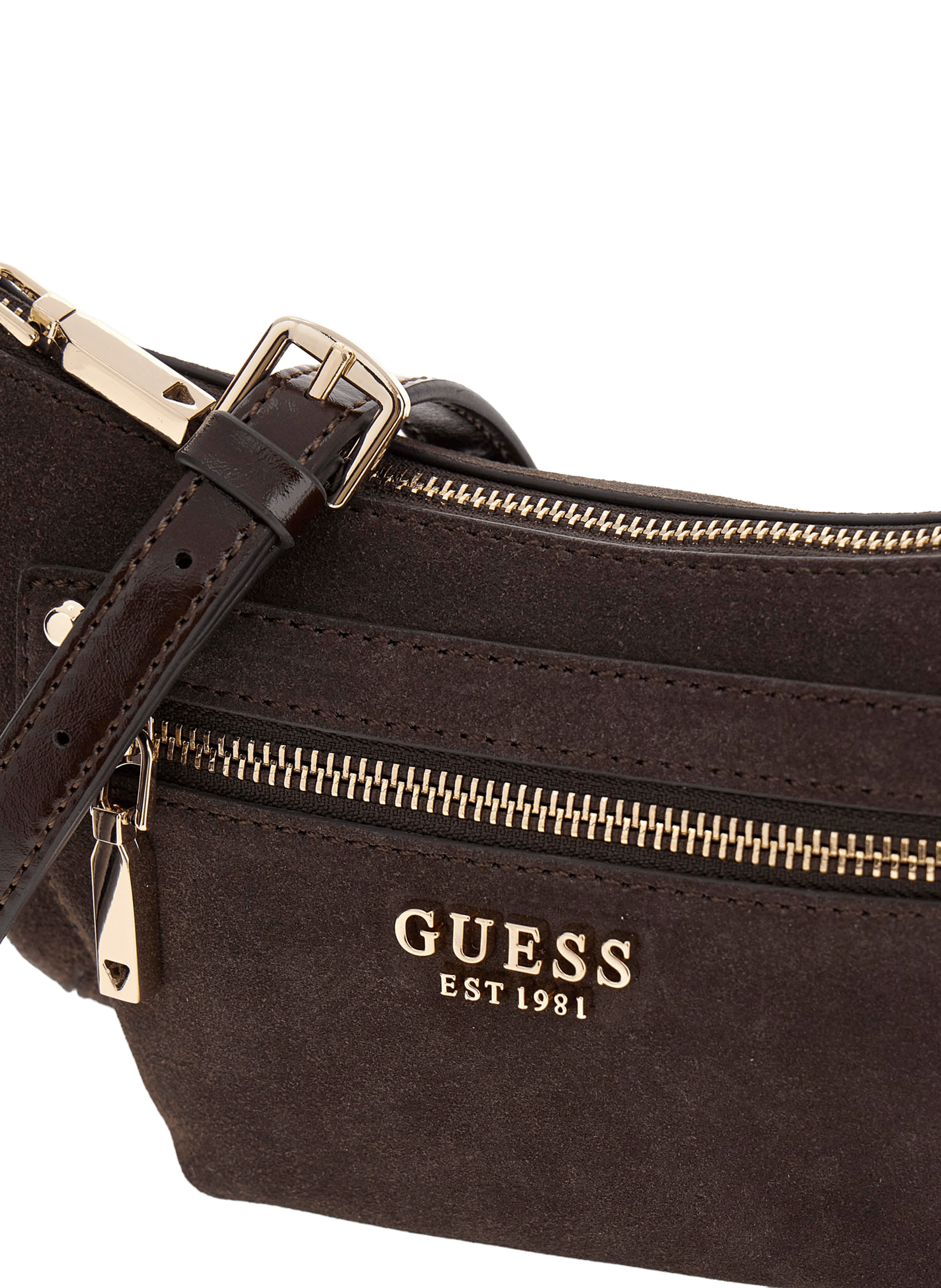 Marsha cowhide leather mini crossbody bag GUESS Brown