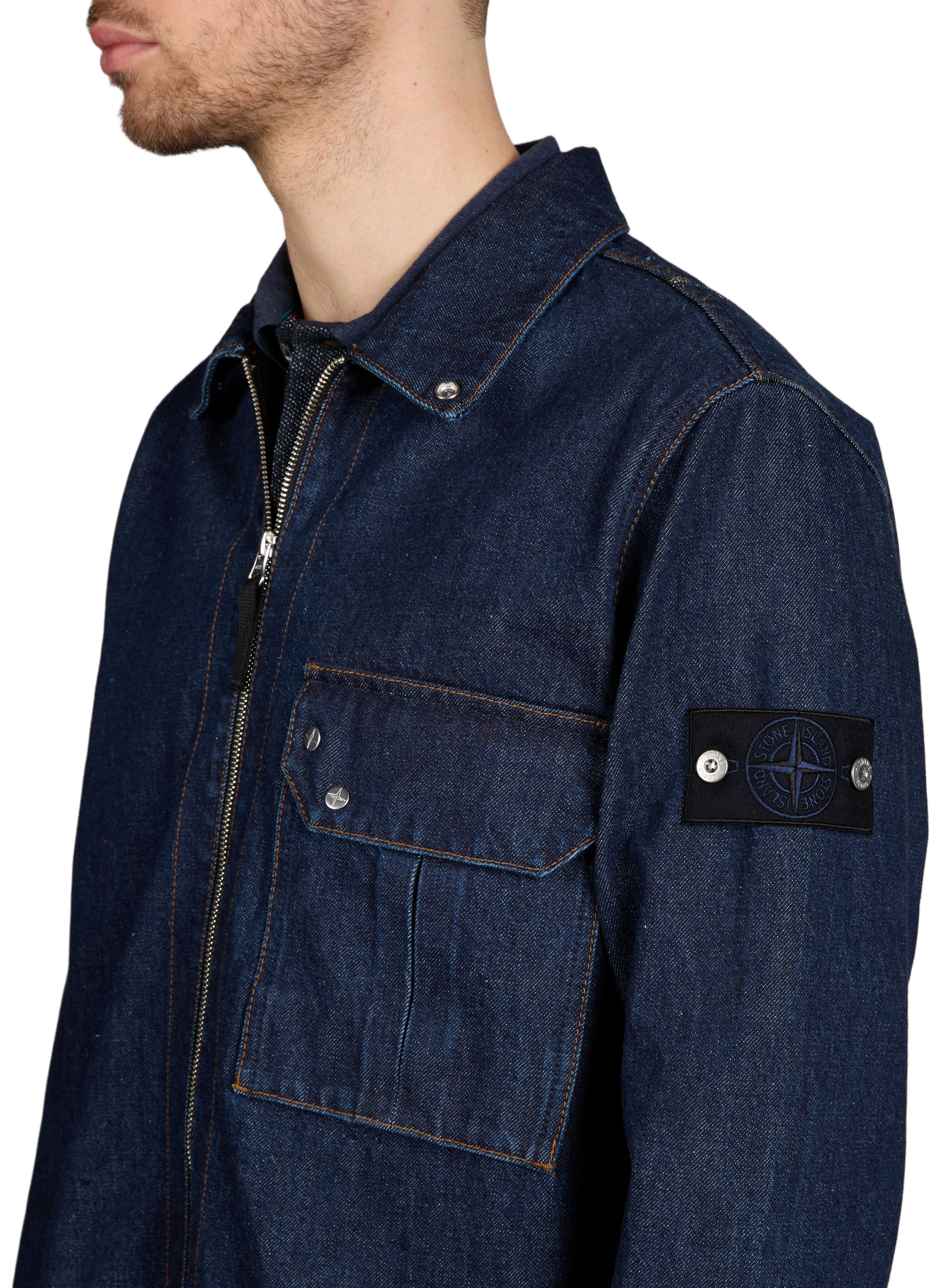Denim cotton overshirt STONE ISLAND Blue