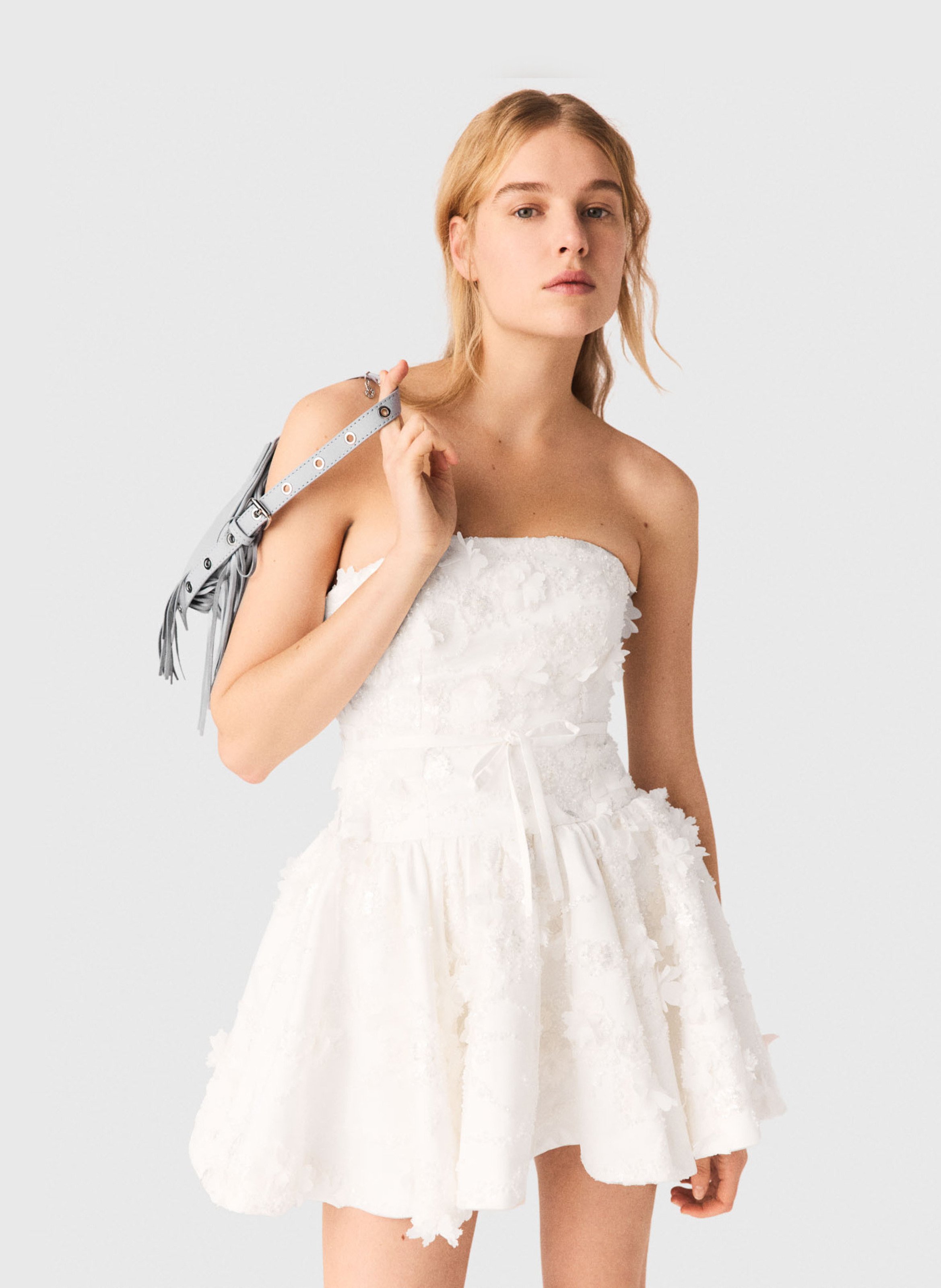 Robe courte bustier en dentelle MAJE Blanc