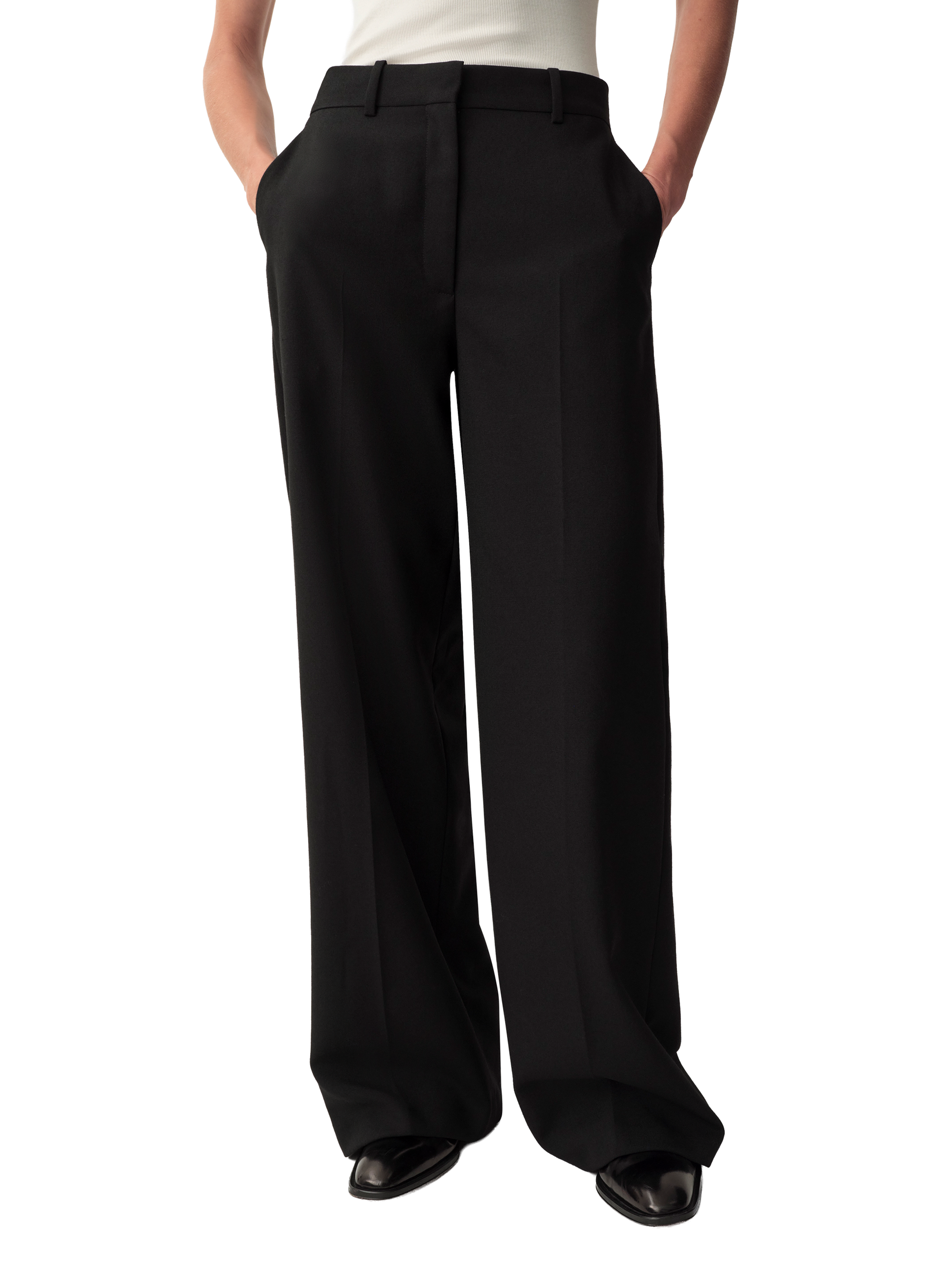 Pantalon large taille haute Calvin Klein Collection Noir