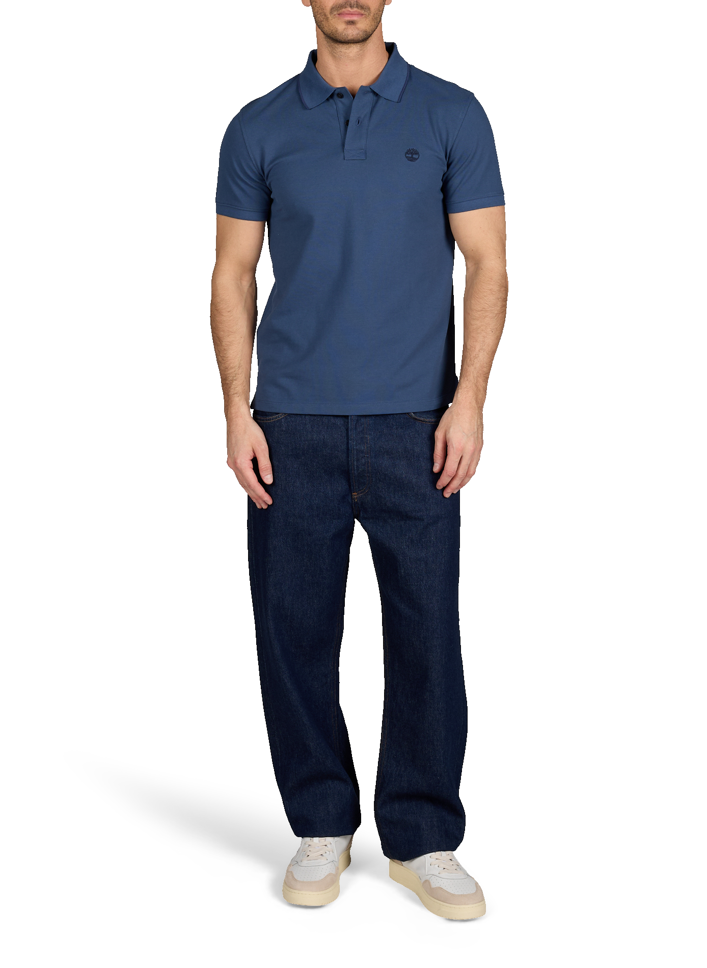 Solid short-sleeve straight fit polo TIMBERLAND Blue