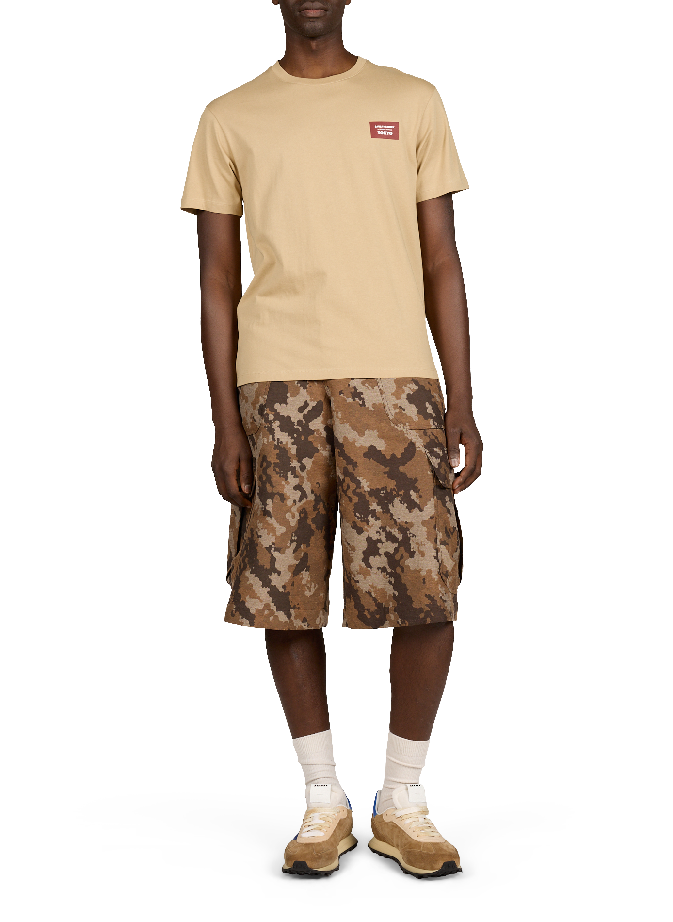 Tee-shirt col rond en coton SAVE THE DUCK Beige