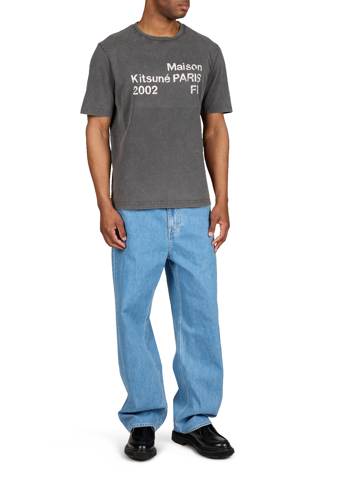 Round-neck cotton brand T-shirt MAISON KITSUNÉ Black