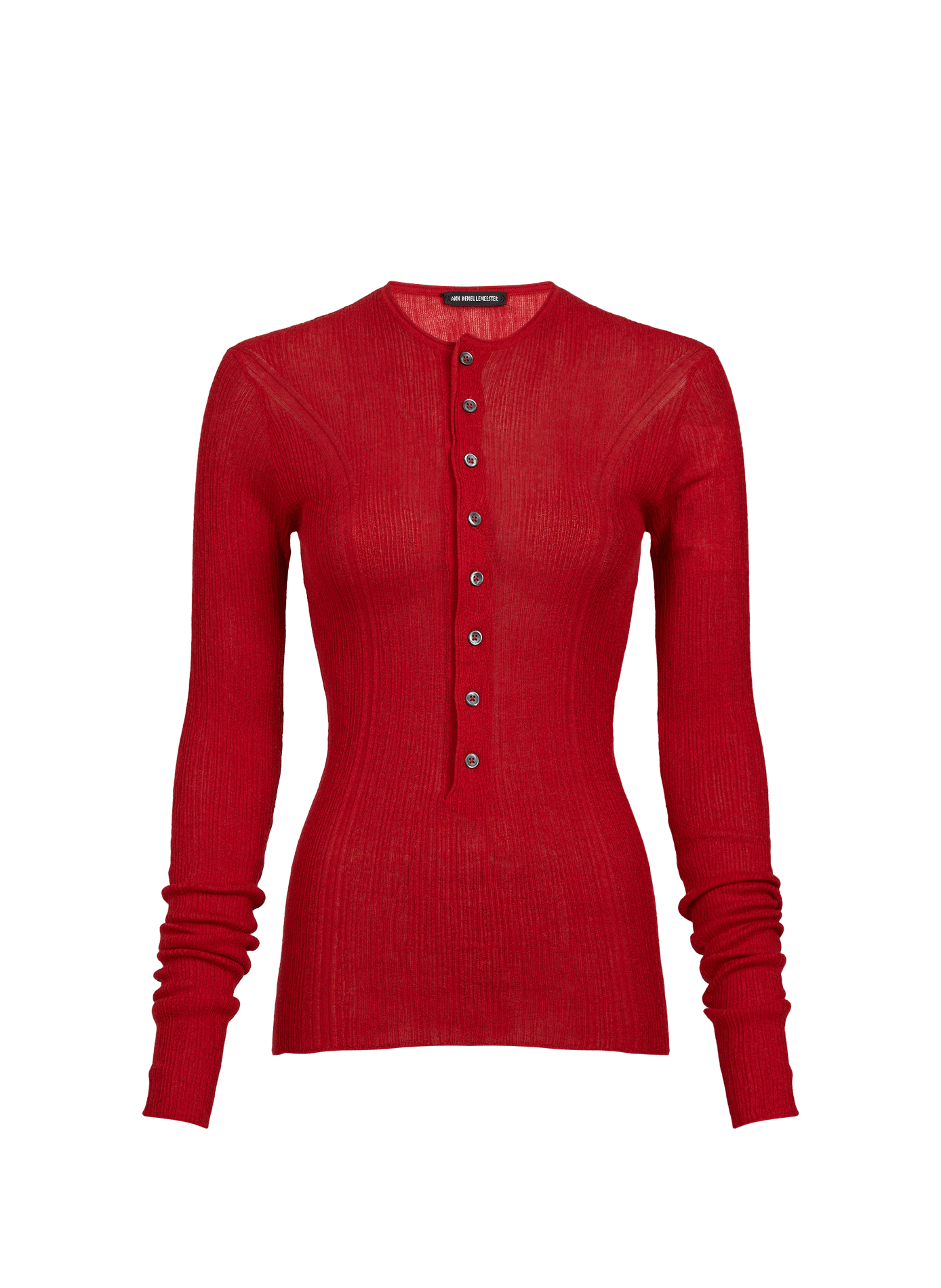 Ribbed Serafino cotton blend T-shirt ANN DEMEULEMEESTER Red