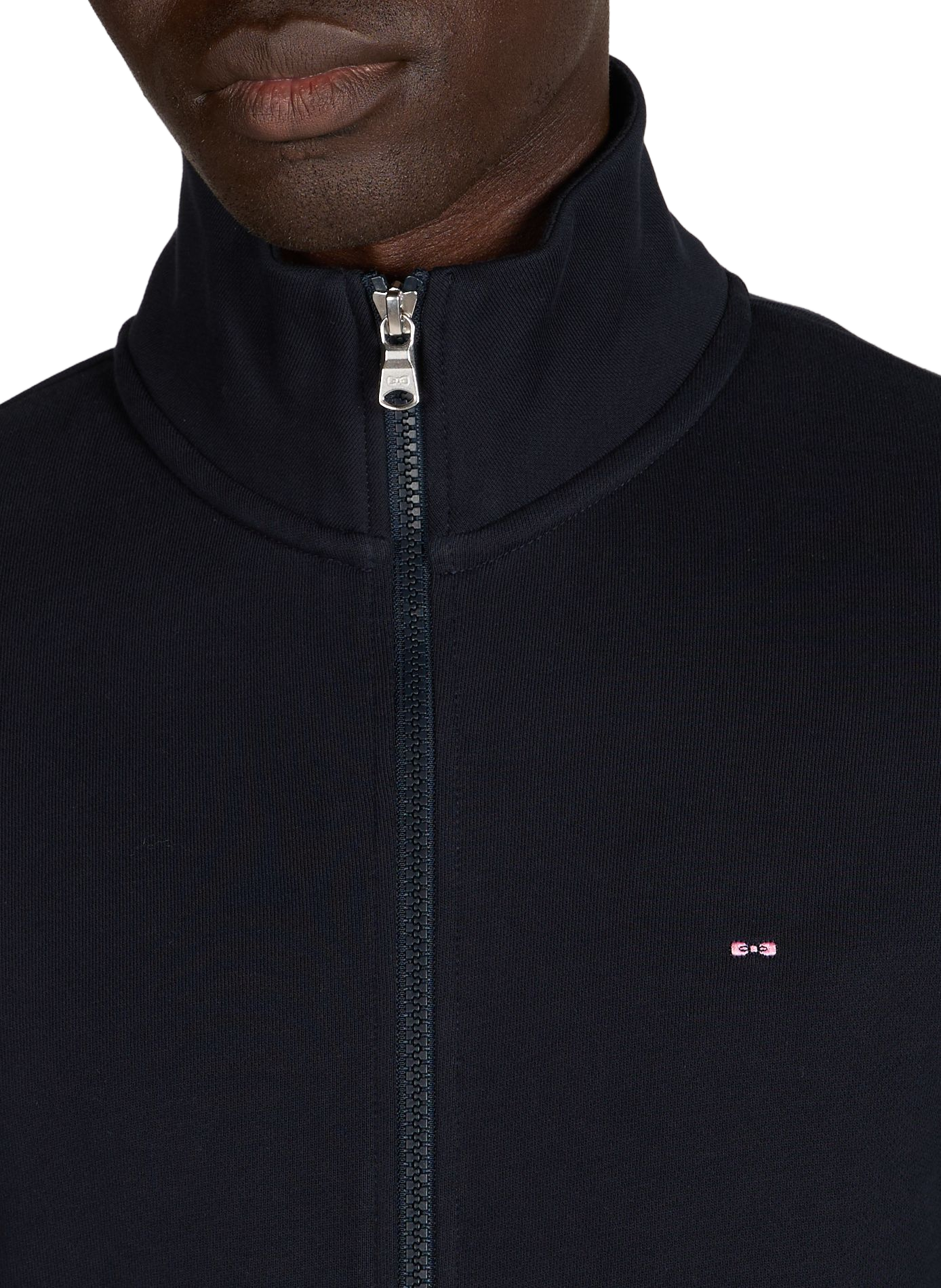 Veste droite col montant brodée en coton EDEN PARK Bleu