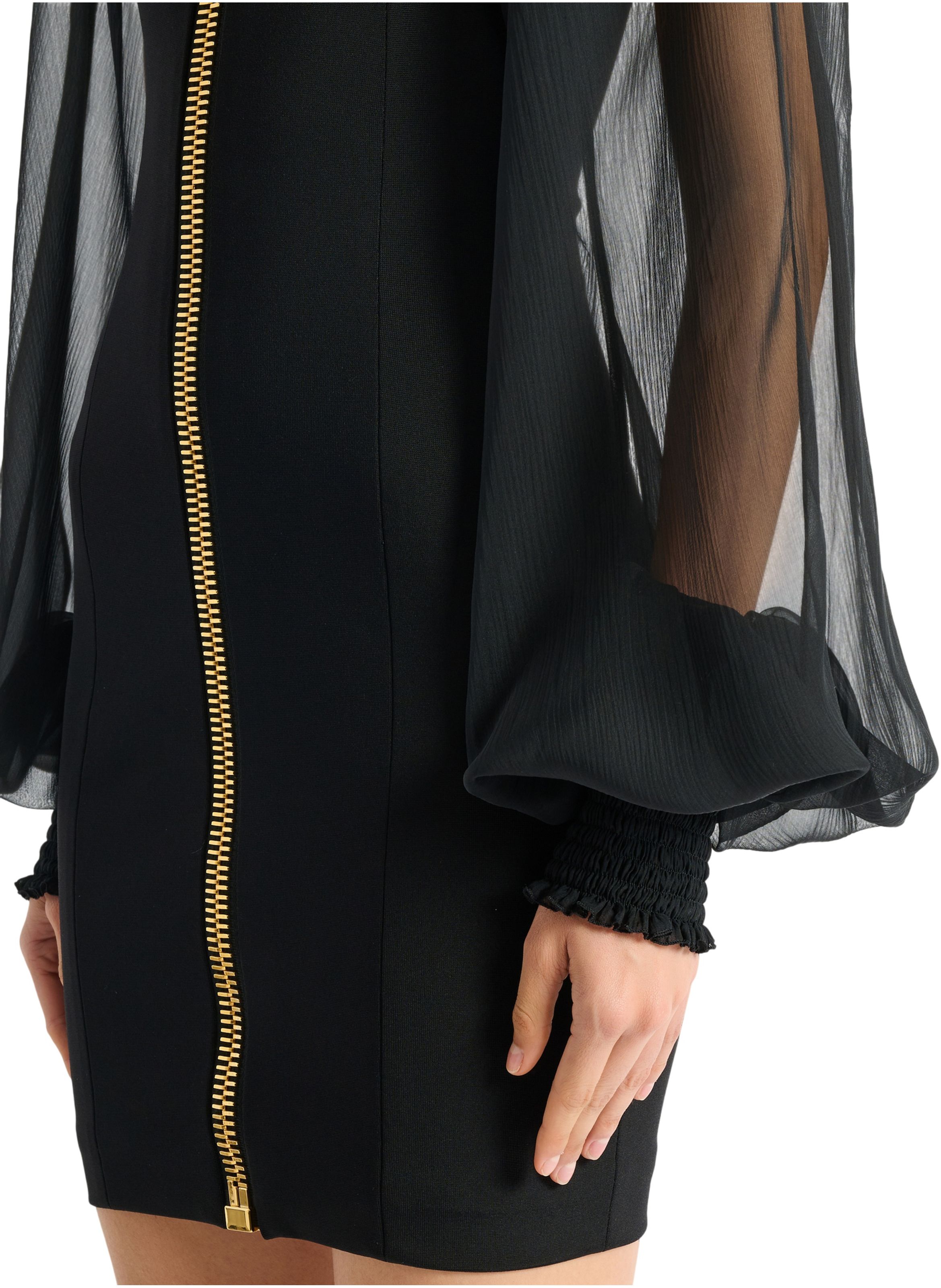 Robe courte en jersey et mousseline BALMAIN Noir