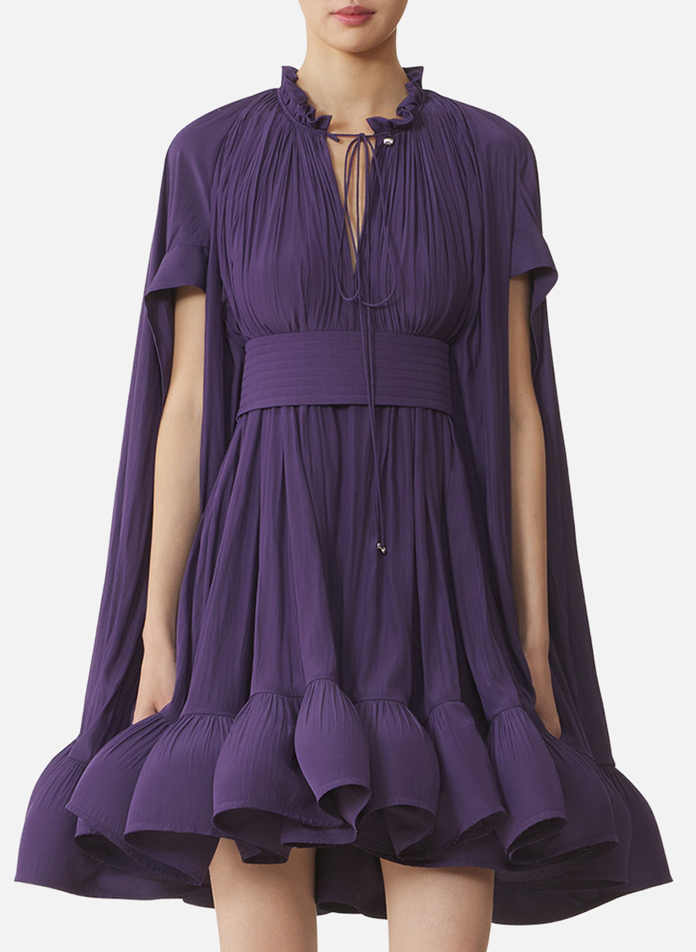 Robe courte en charmeuse LANVIN Violet