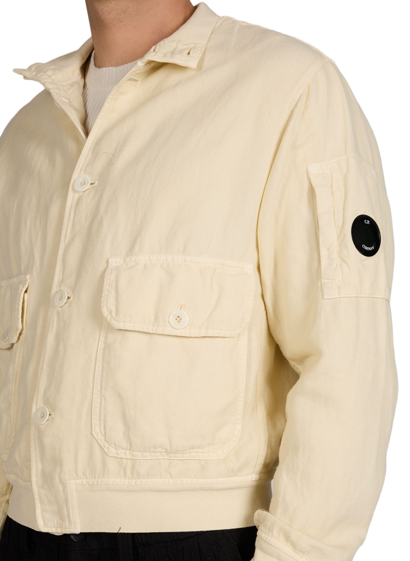 Buttoned jacket in cotton and linen CP COMPANY Beige