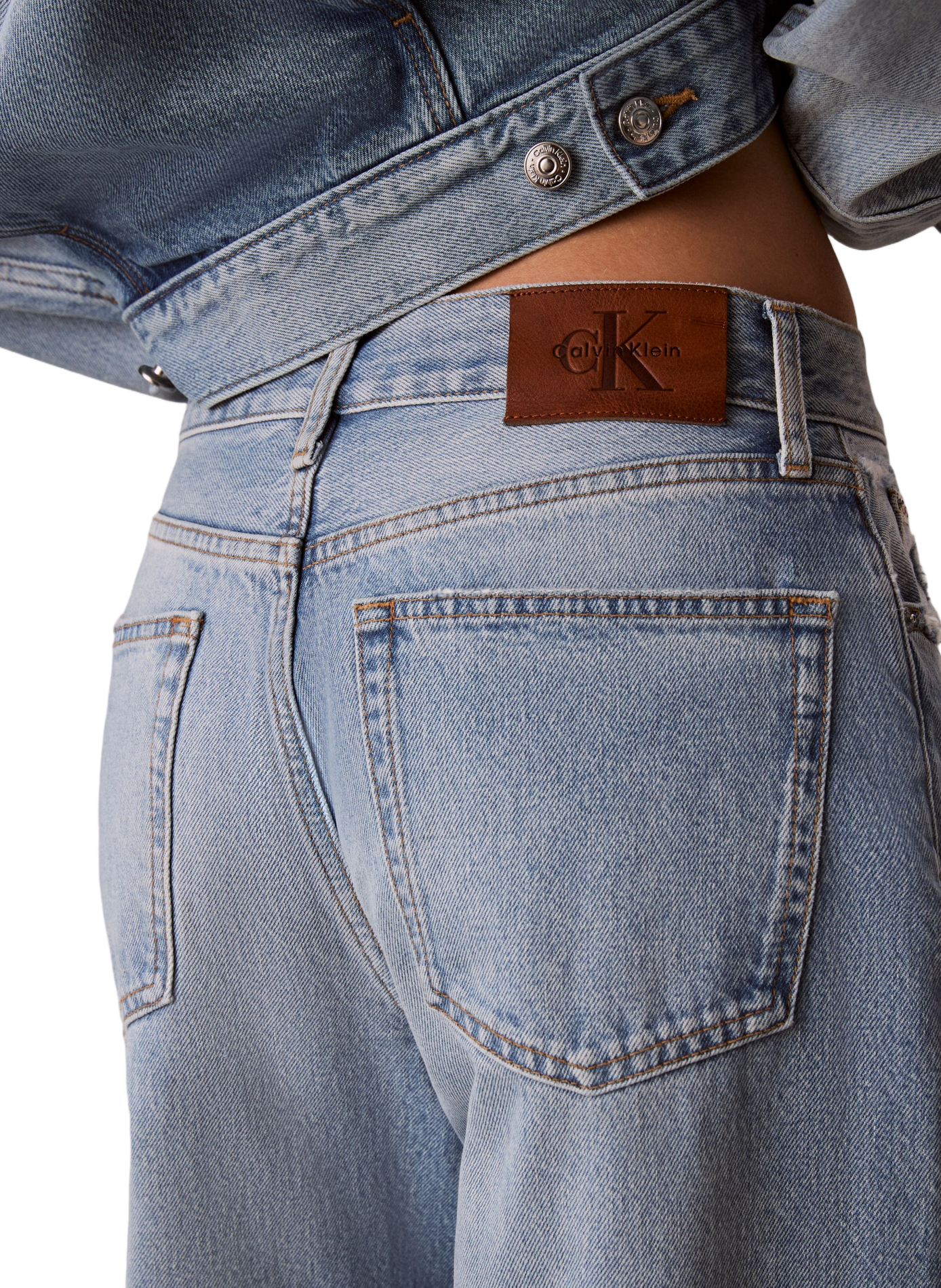 Wide-leg high-waisted cotton jeans CALVIN KLEIN Blue